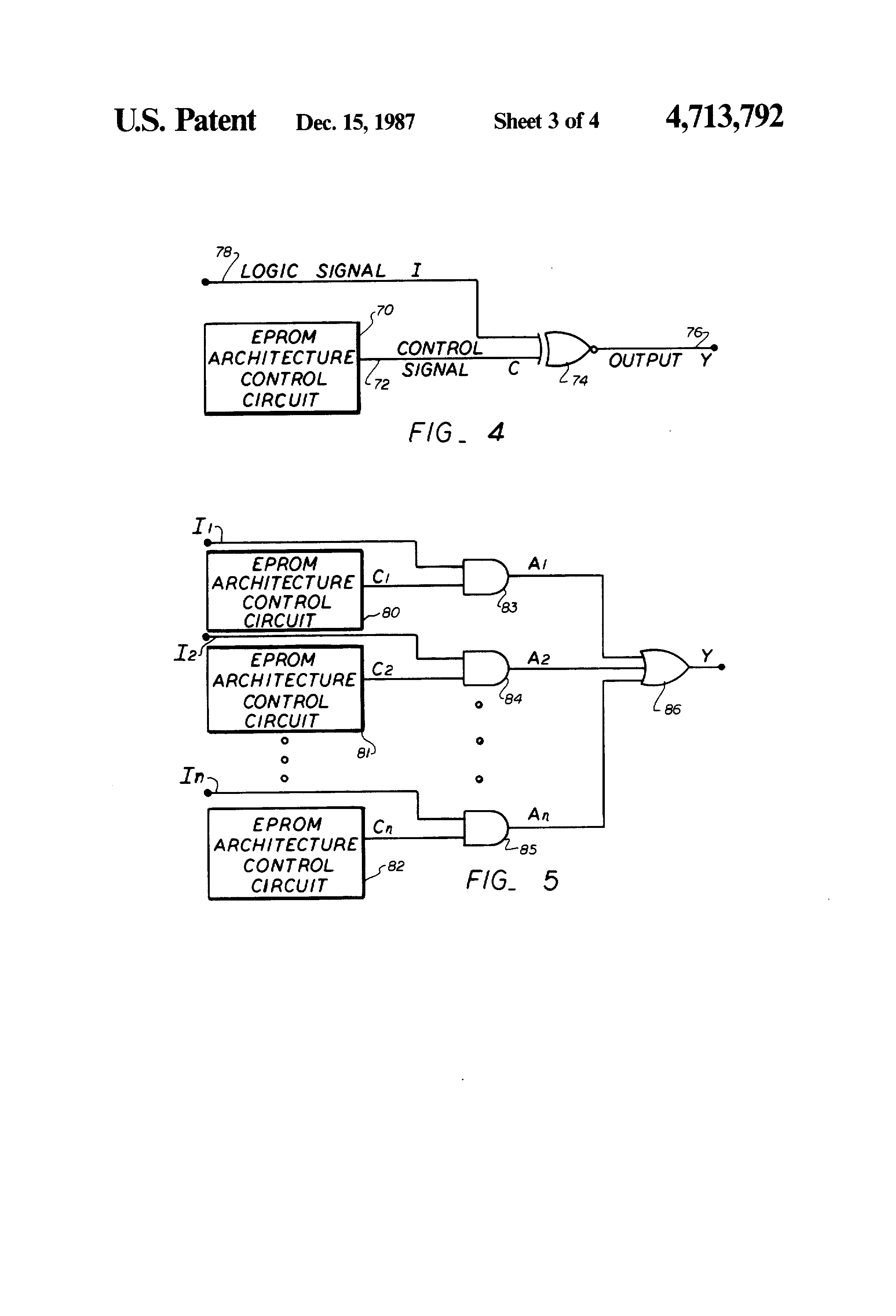 Patent drawing from US 4,713,792, Programmable macrocell using EPROM or EEPROM transistors for architecture control in programmable logic circuits