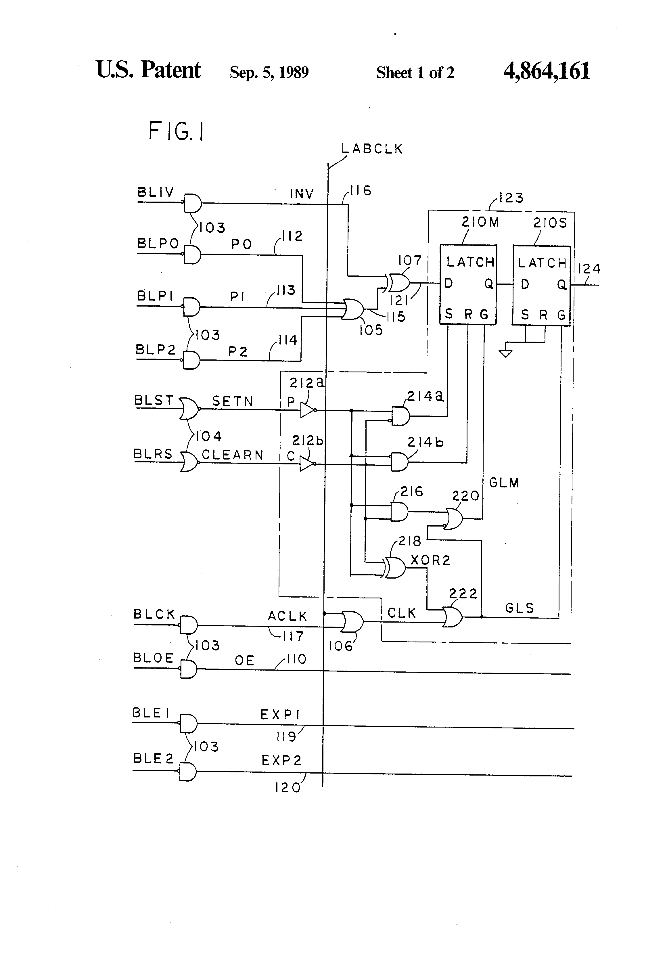 Patent drawing from US 4,864,161, Multifunction flip-flop-type circuit