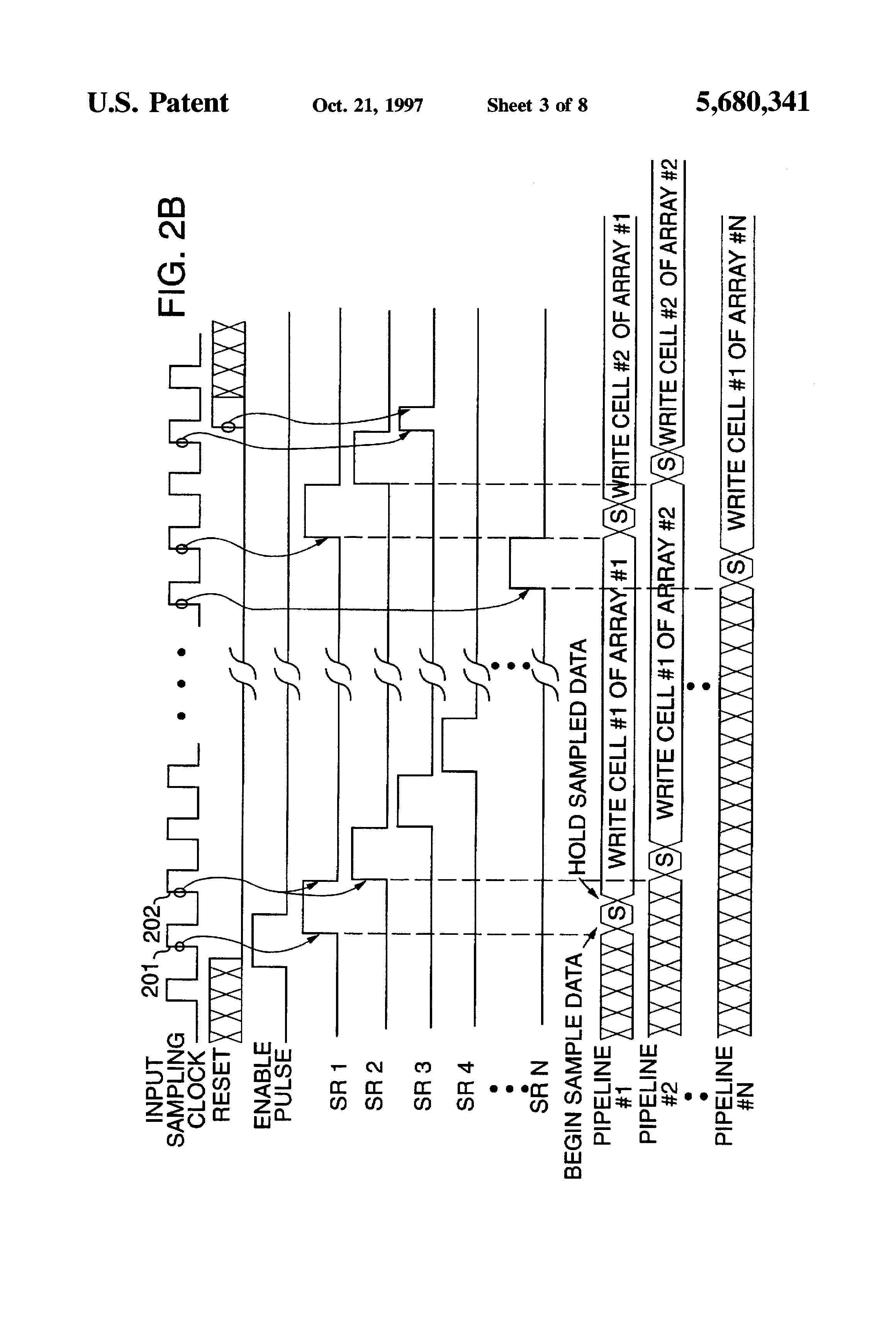 Patent drawing from US 5,680,341, Pipelined record and playback for analog non-volatile memory