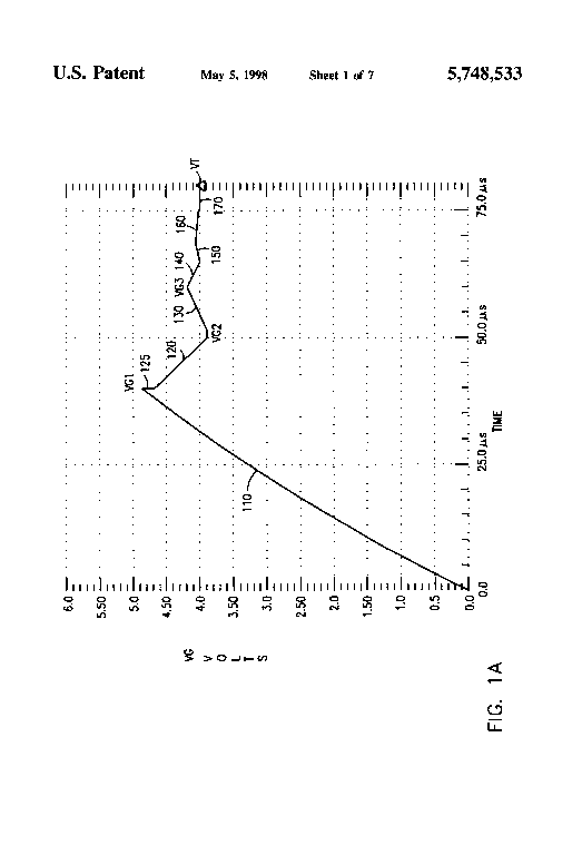 Patent drawing from US 5,748,533, Read circuit which uses a coarse-to-fine search when reading the threshold voltage of a memory cell