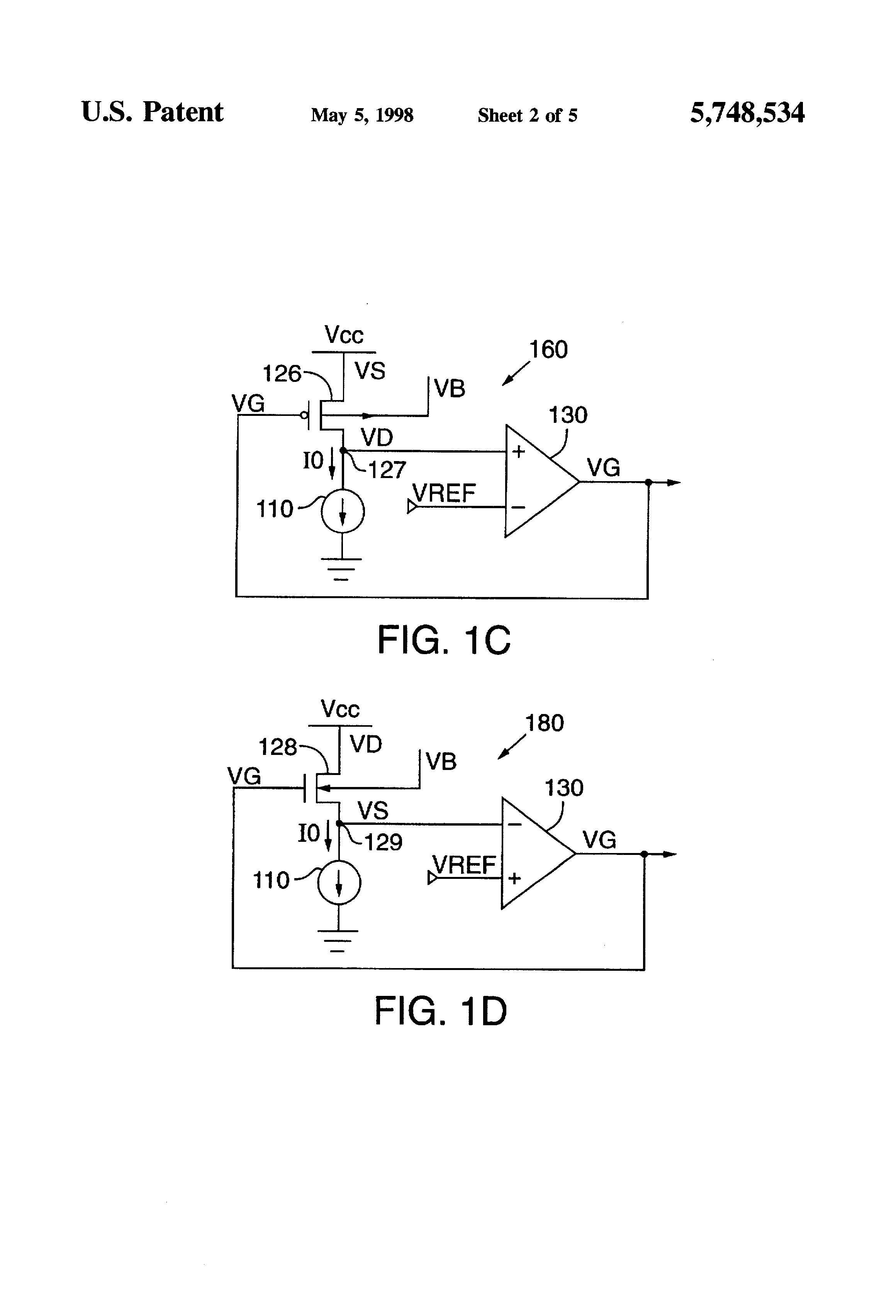 Patent drawing from US 5,748,534, Feedback loop for reading threshold voltage