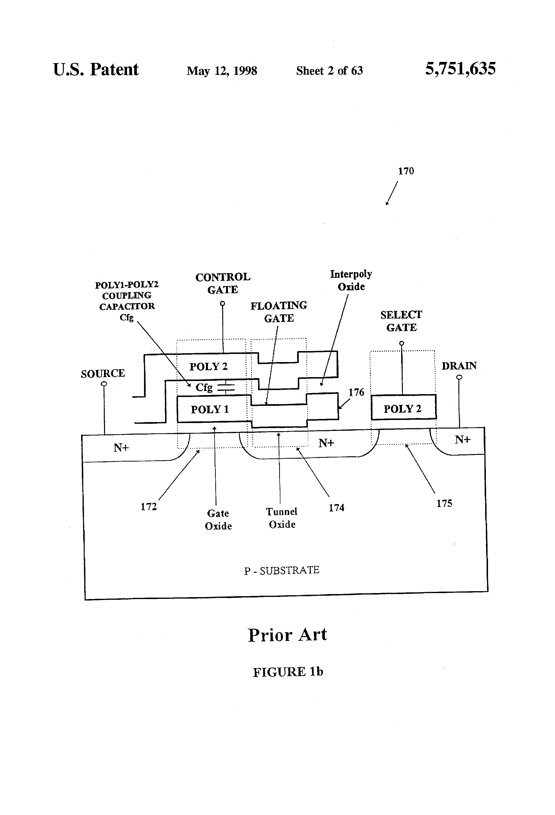 Patent drawing from US 5,751,635, Read circuits for analog memory cells