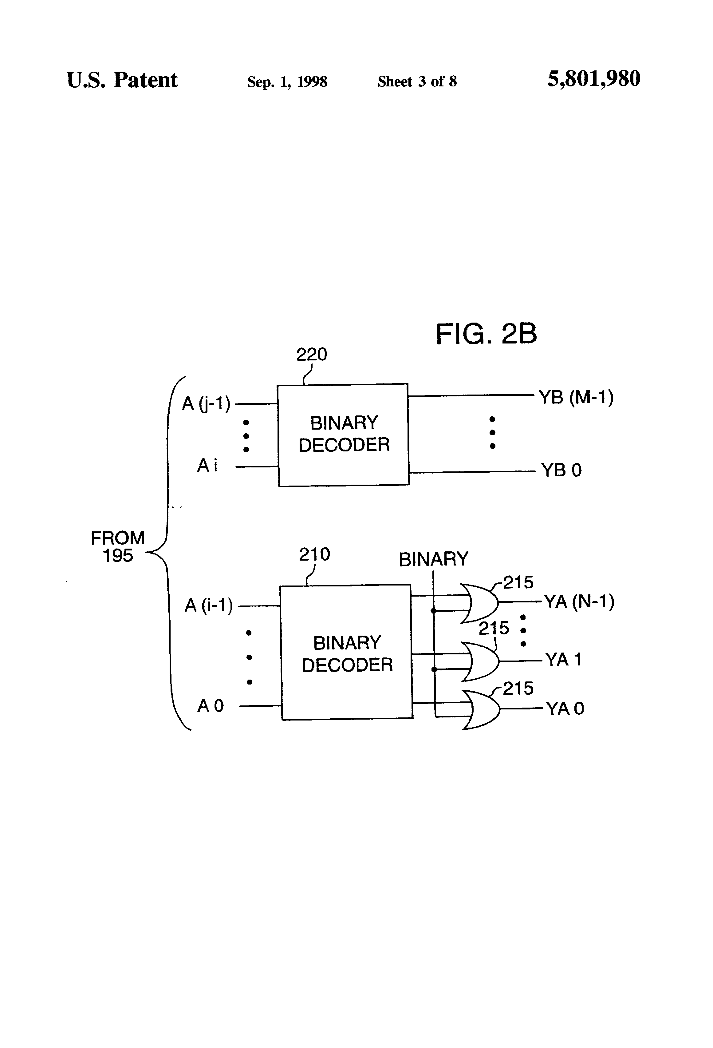 Patent drawing from US 5,801,980, Testing of an analog memory using an on-chip digital input/output interface
