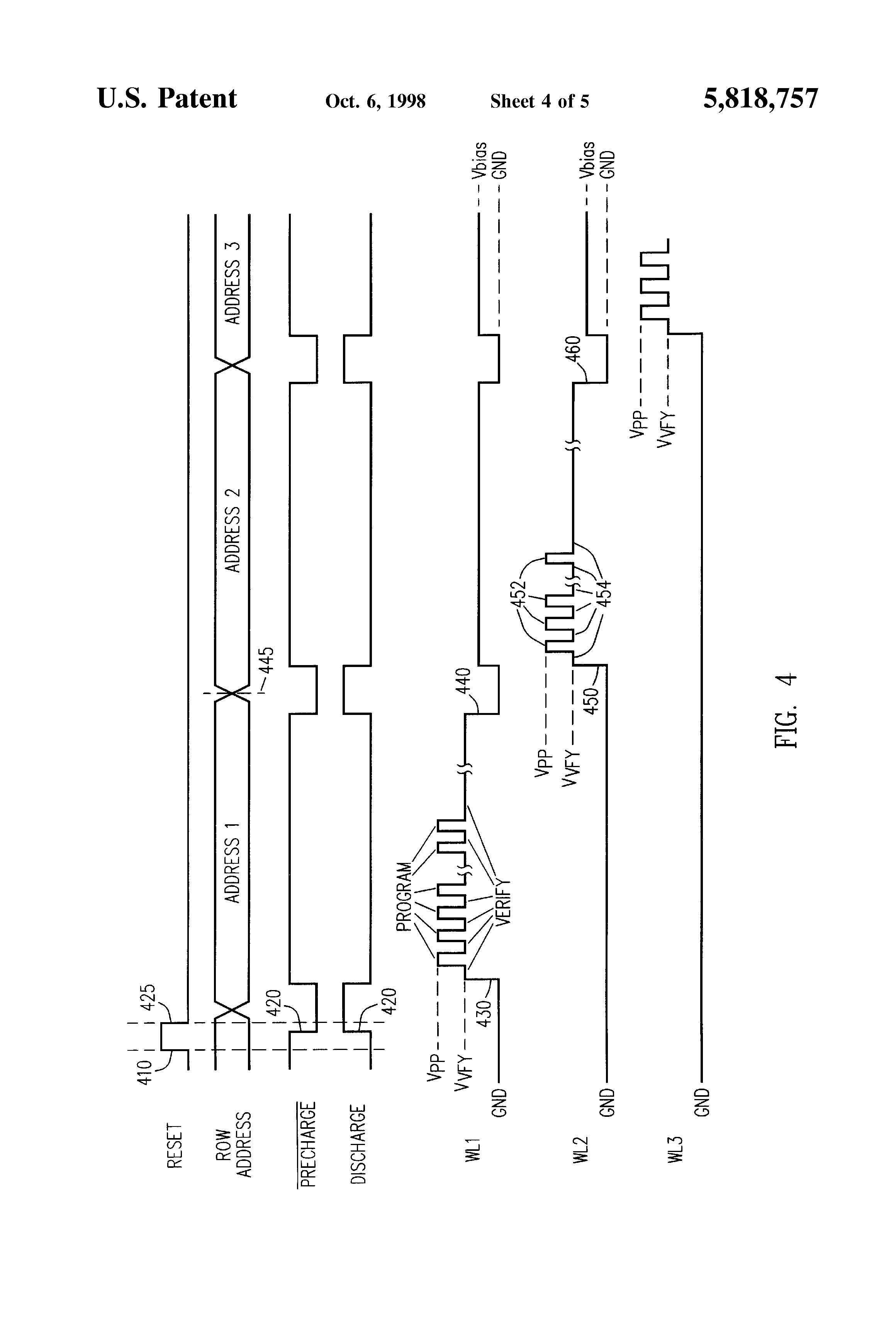 Patent drawing from US 5,818,757, Analog and multi-level memory with reduced program disturb
