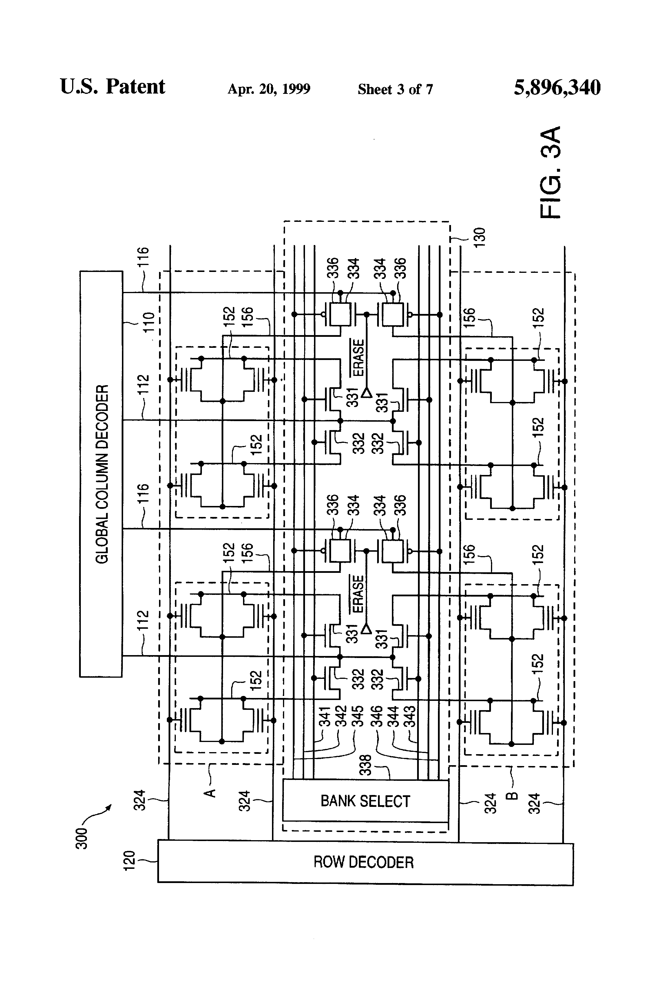 Patent drawing from US 5,896,340, Multiple array architecture for analog or multi-bit-cell memory