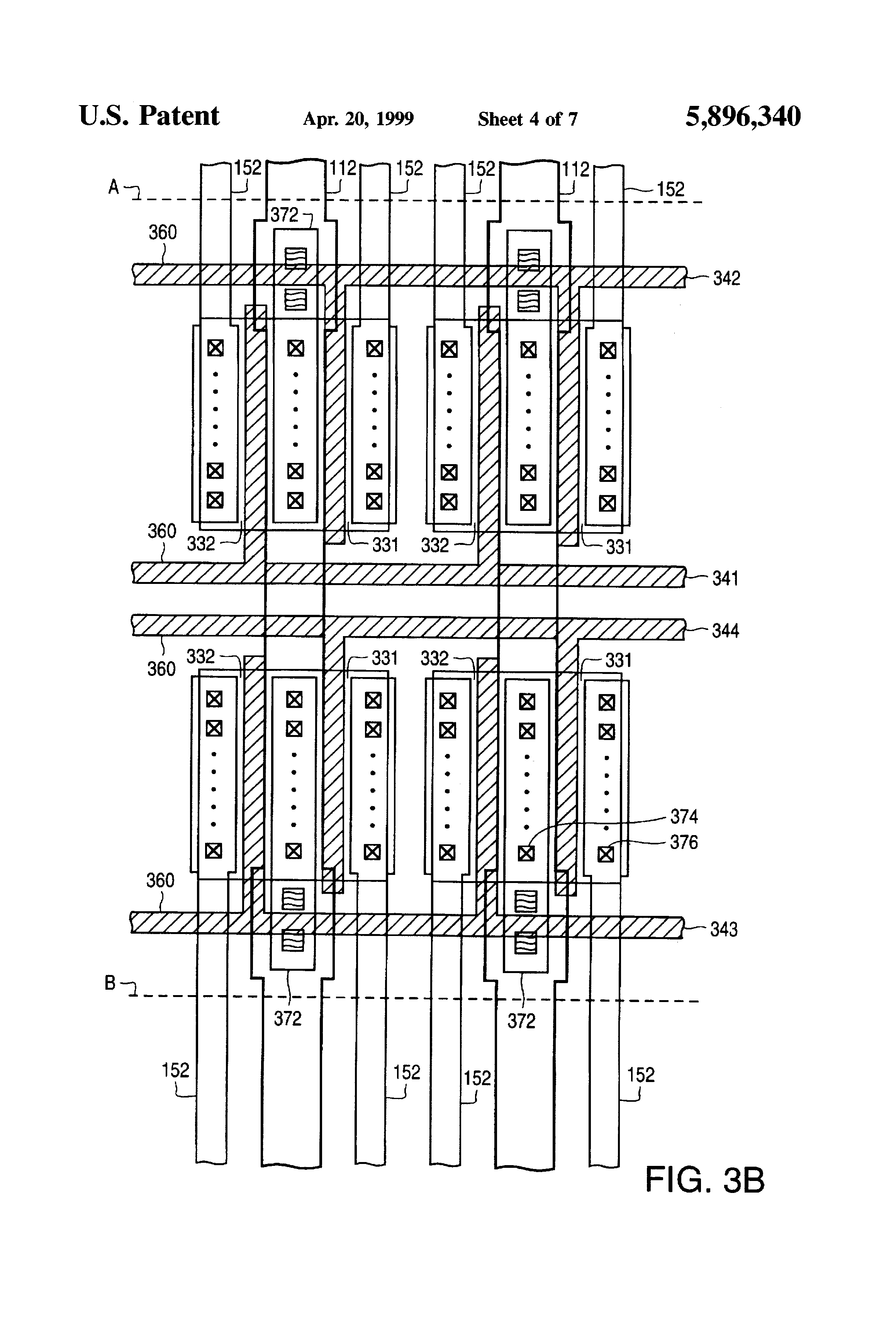 Patent drawing from US 5,896,340, Multiple array architecture for analog or multi-bit-cell memory