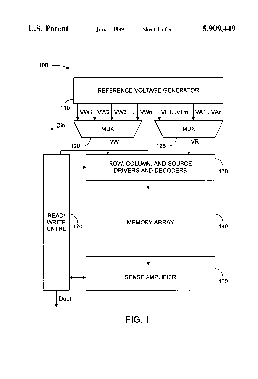 Patent drawing from US 5,909,449, Multi-bit-per-cell non-volatile memory with error detection and correction