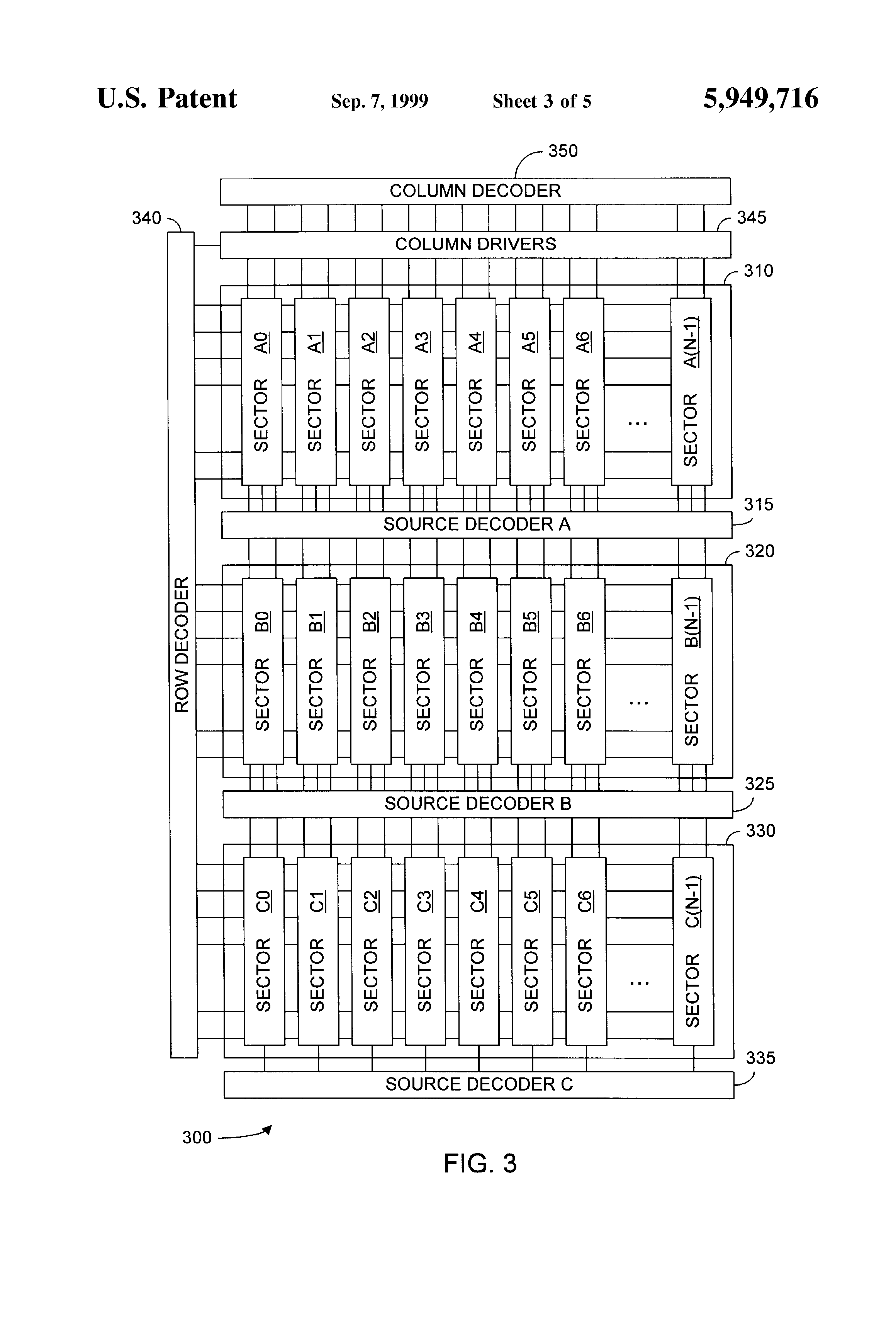 Patent drawing from US 5,949,716, Look-ahead erase for sequential data storage