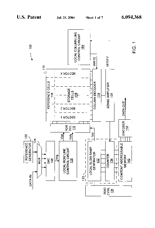 Patent drawing from US 6,094,368, Auto-tracking write and read processes for multi-bit-per-cell non-volatile memories
