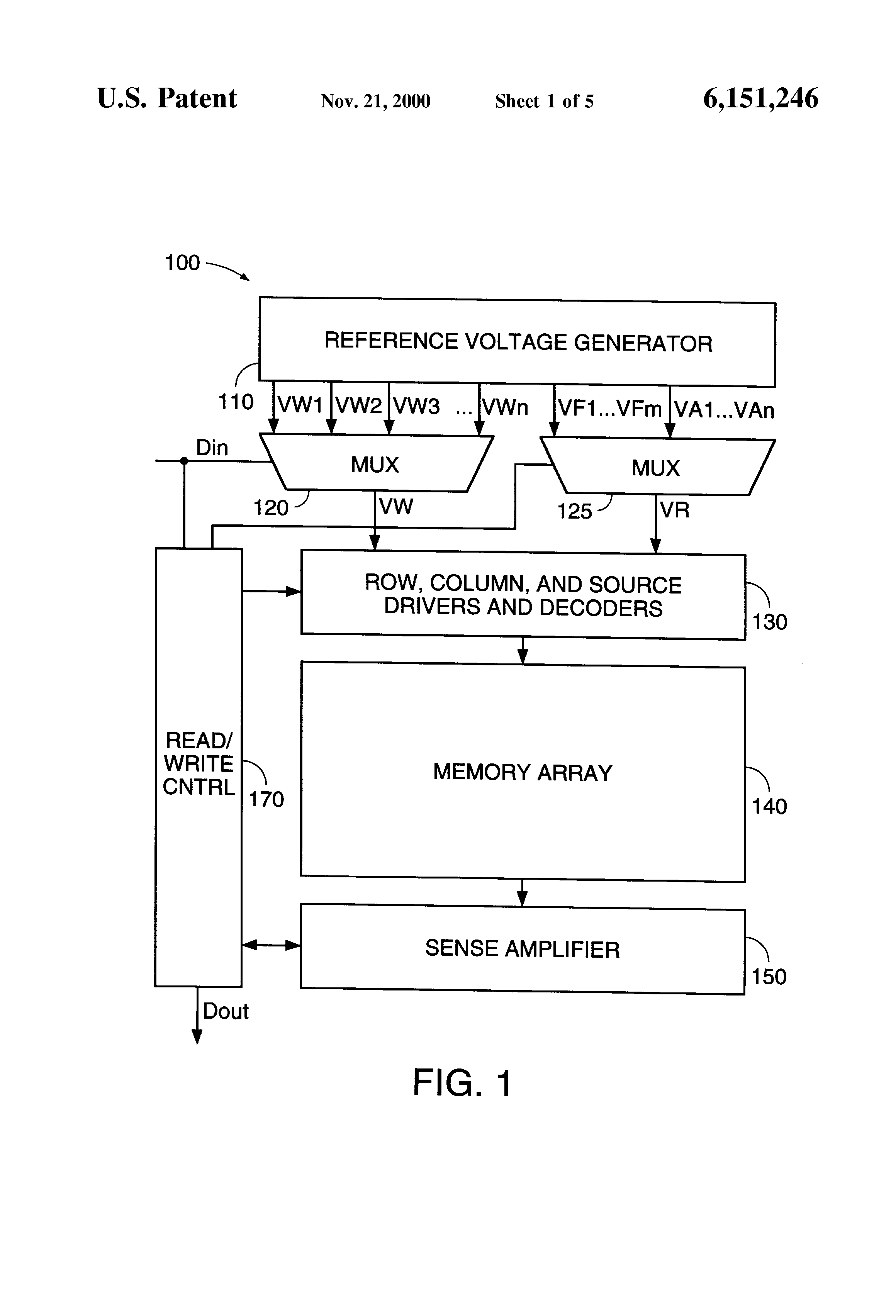 Patent drawing from US 6,151,246, Multi-bit-per-cell flash EEPROM memory with refresh