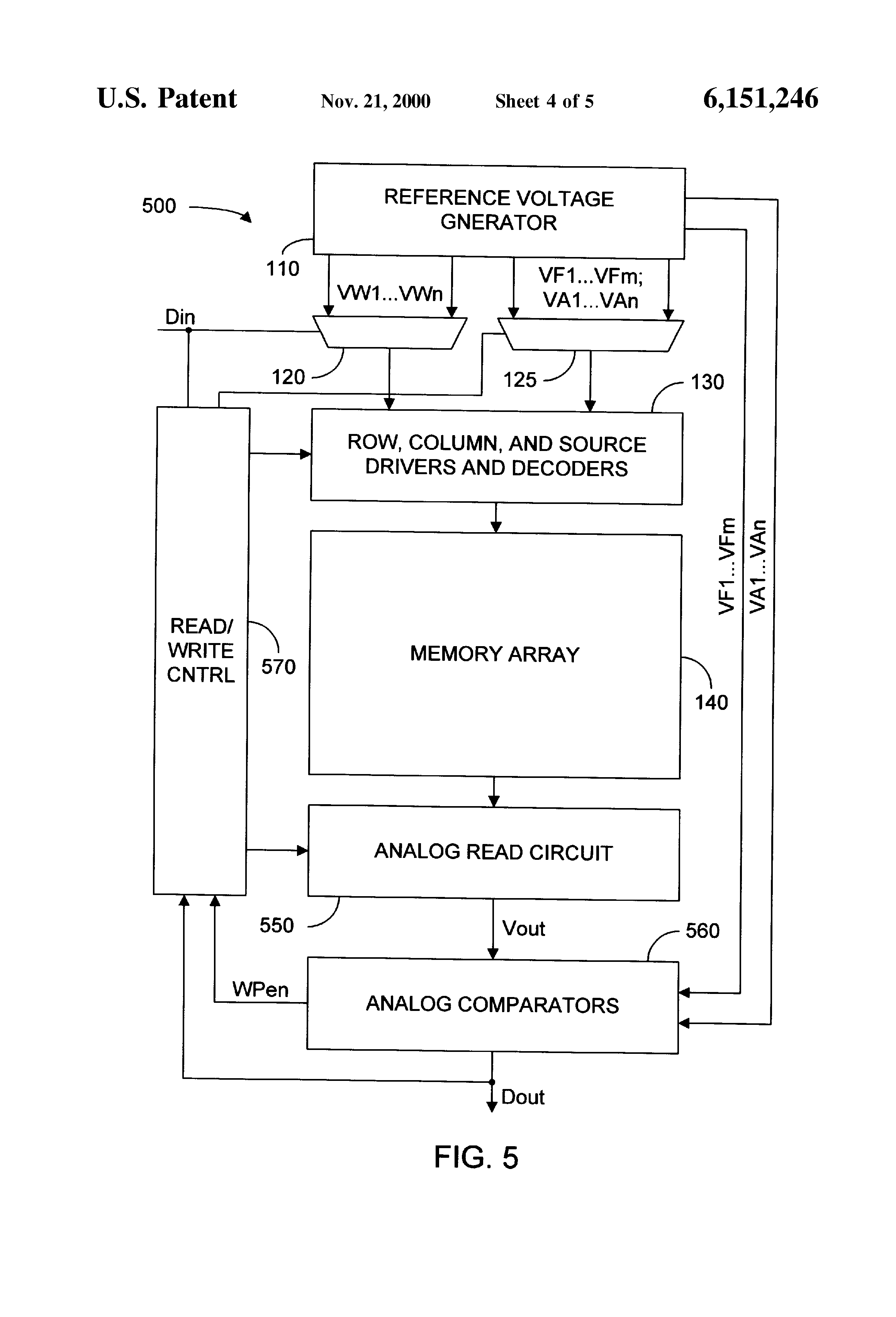 Patent drawing from US 6,151,246, Multi-bit-per-cell flash EEPROM memory with refresh