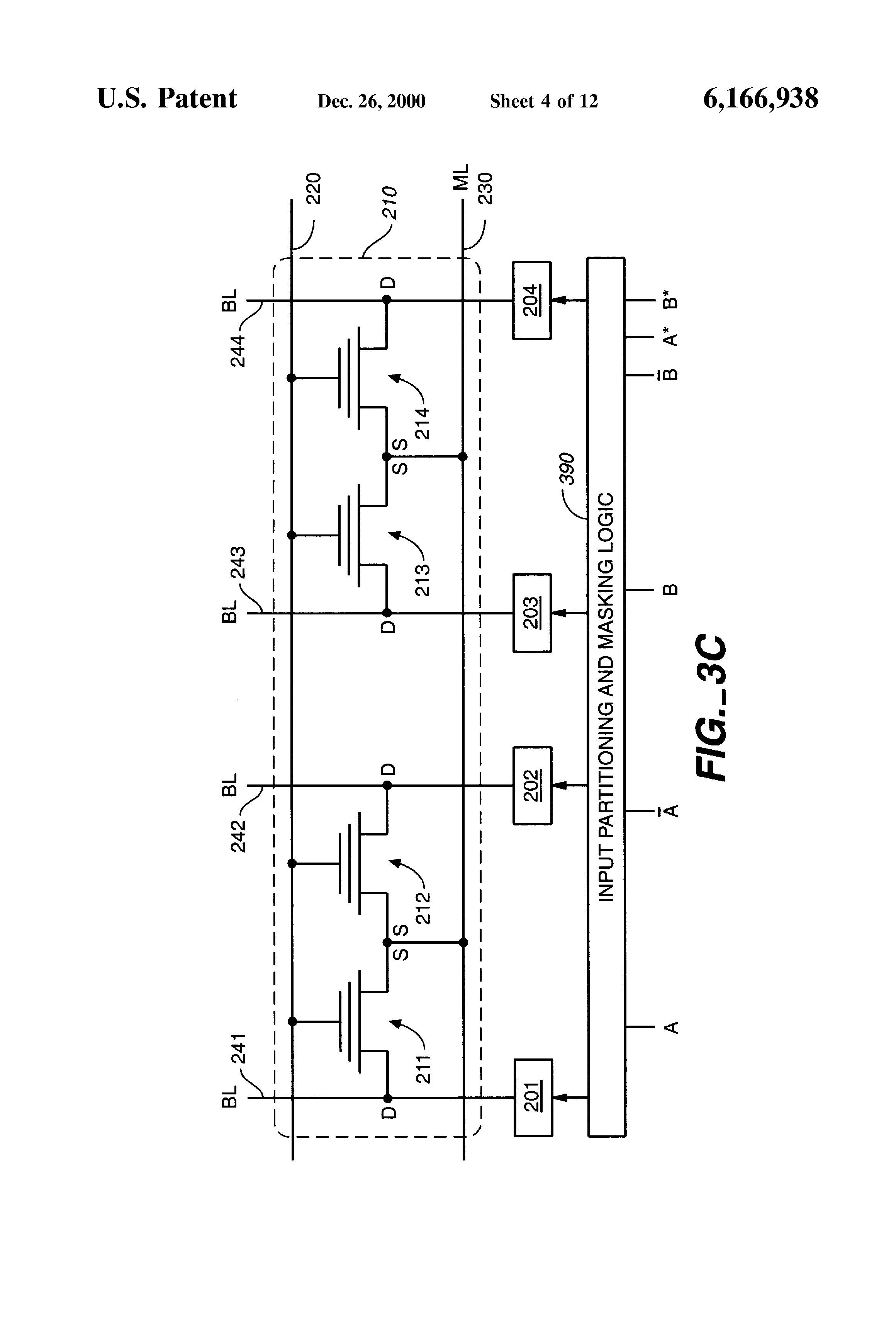 Patent drawing from US 6,166,938, Data encoding for content addressable memories