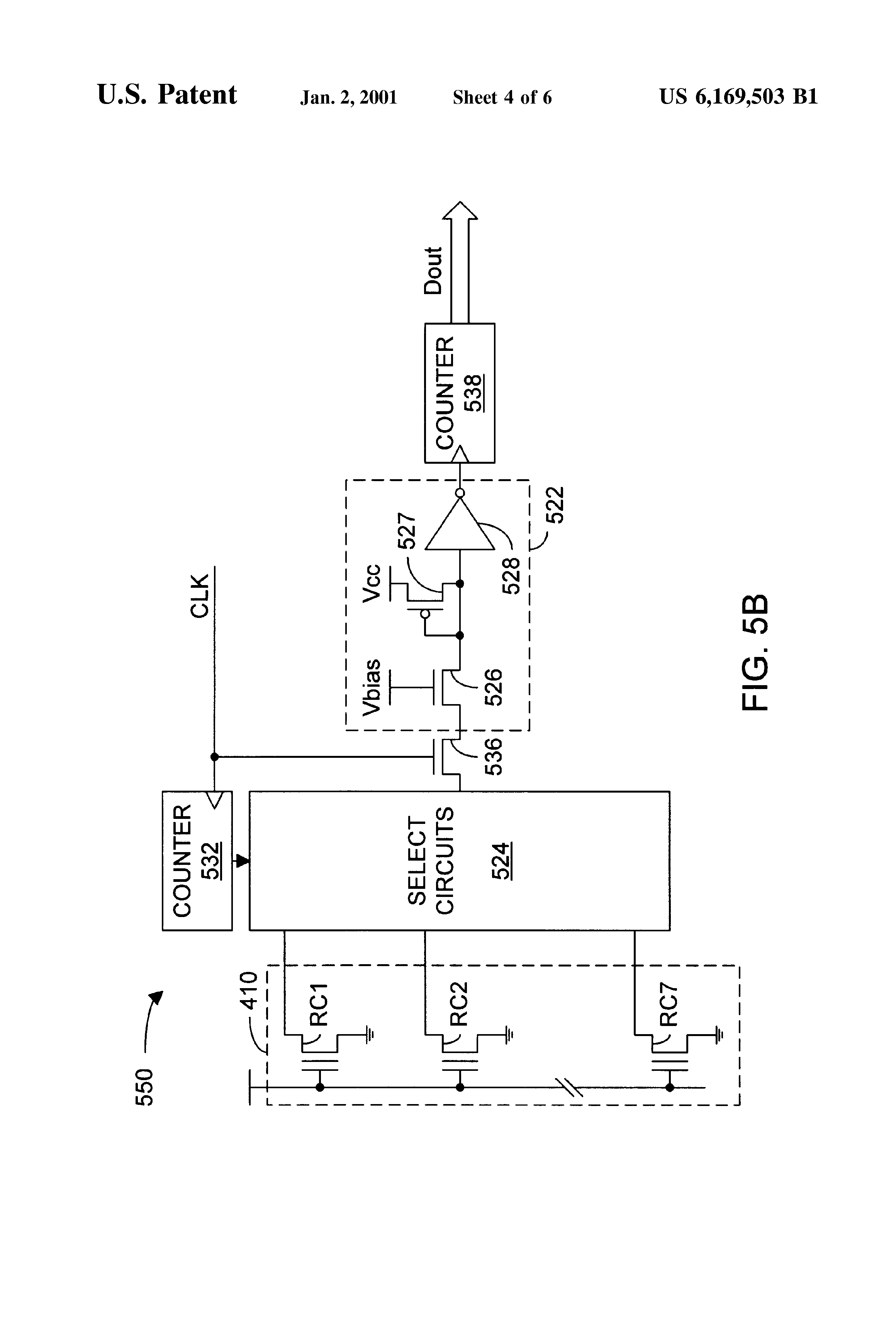 Patent drawing from US 6,169,503, Programmable arrays for data conversions between analog and digital