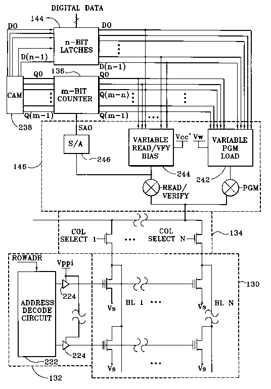Patent drawing from US 6,259,627, Read and write operations using constant row line voltage and variable column line load