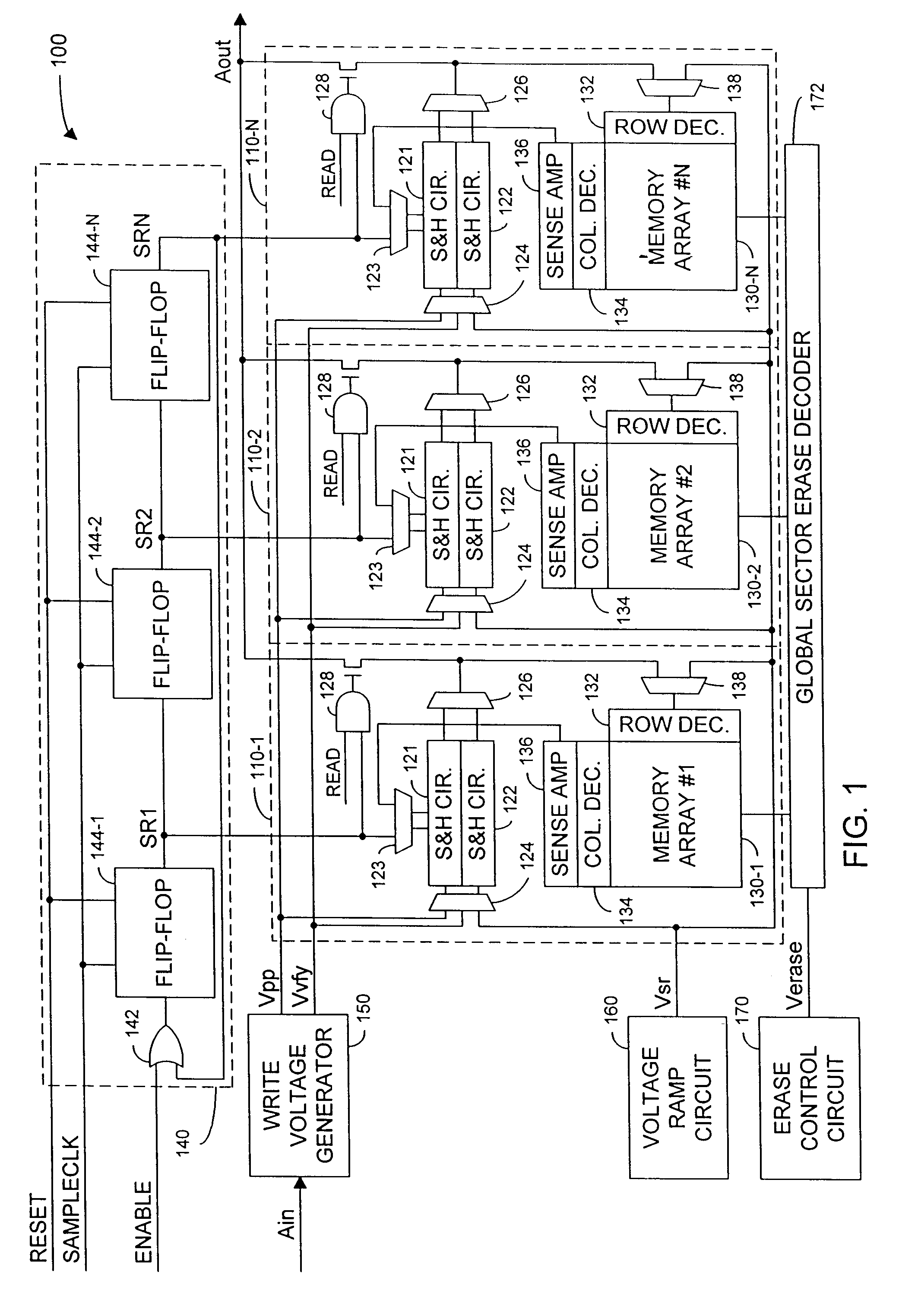 Patent drawing from US 6,314,025, High data rate write process for non-volatile flash memories