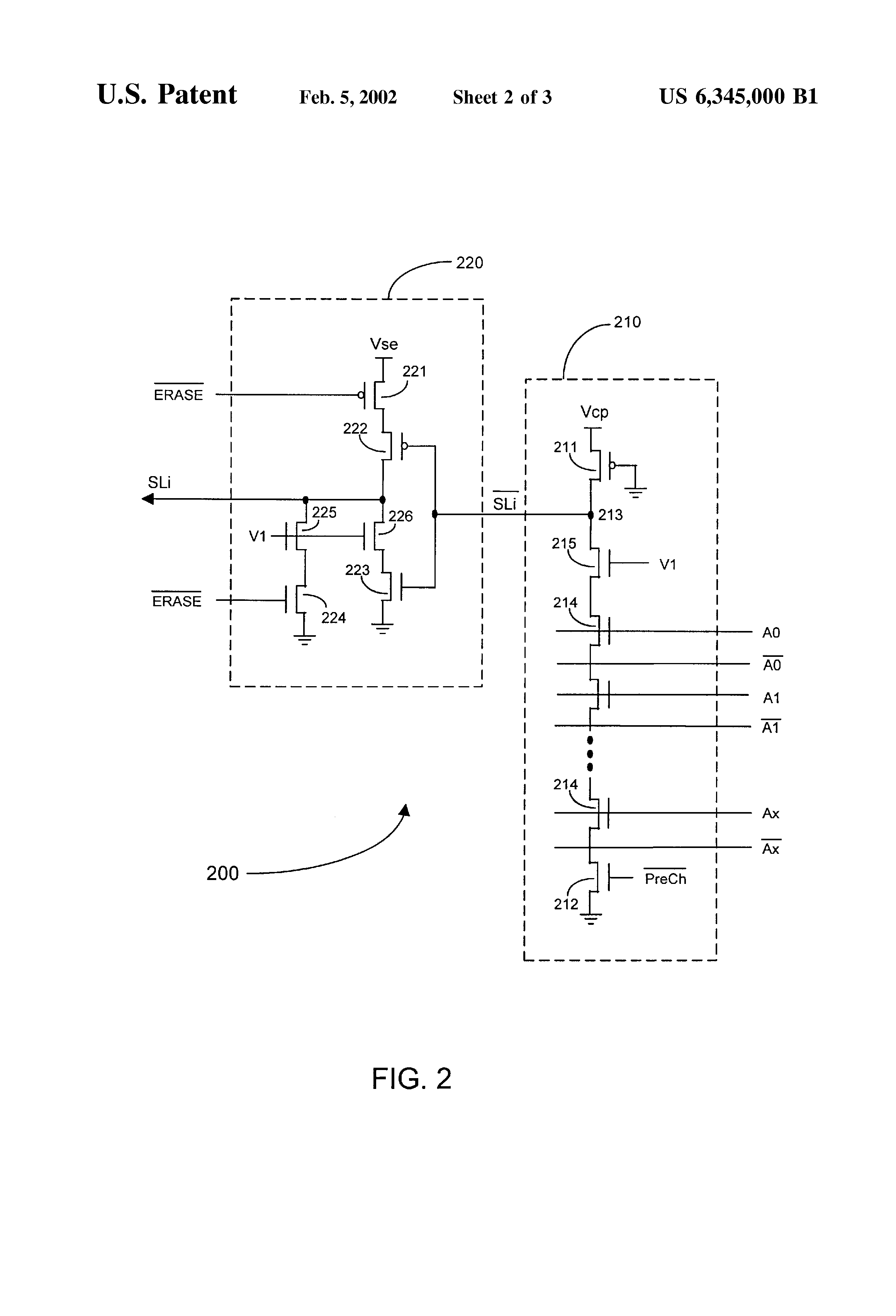 Patent drawing from US 6,345,000, Flash memory permitting simultaneous read/write and erase operations in a single memory array
