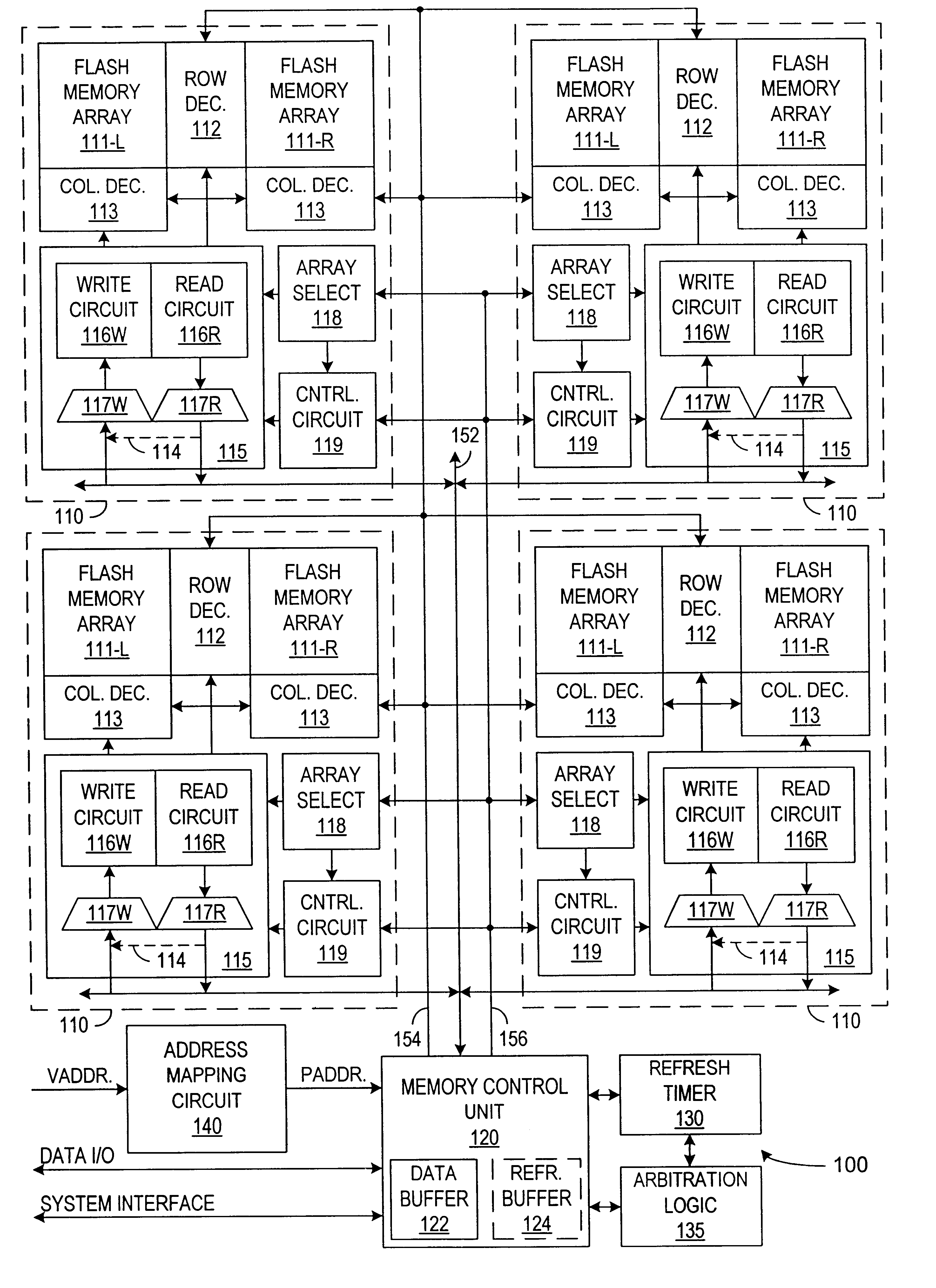 Patent drawing from US 6,396,744, Flash memory with dynamic refresh
