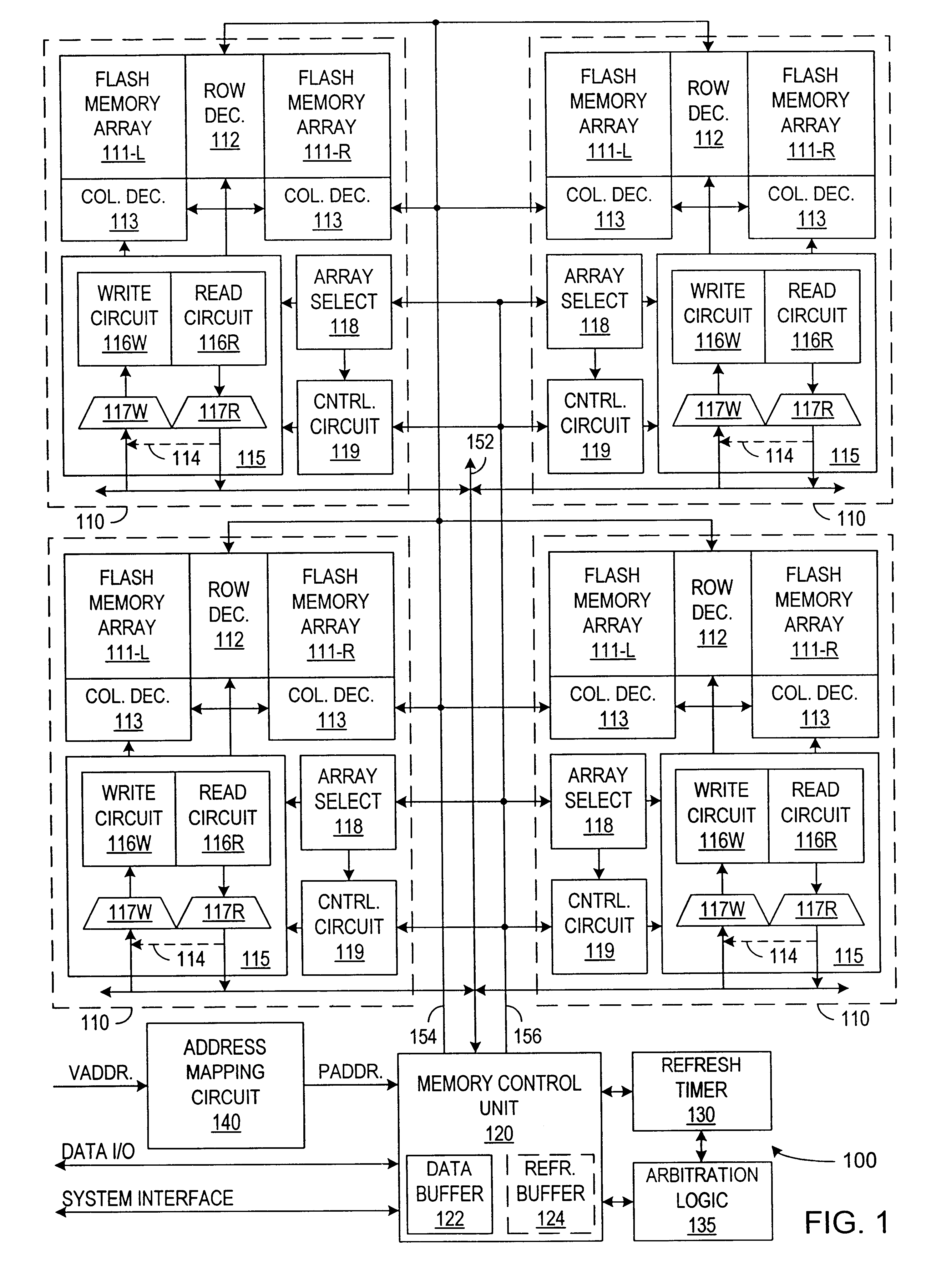Patent drawing from US 6,396,744, Flash memory with dynamic refresh