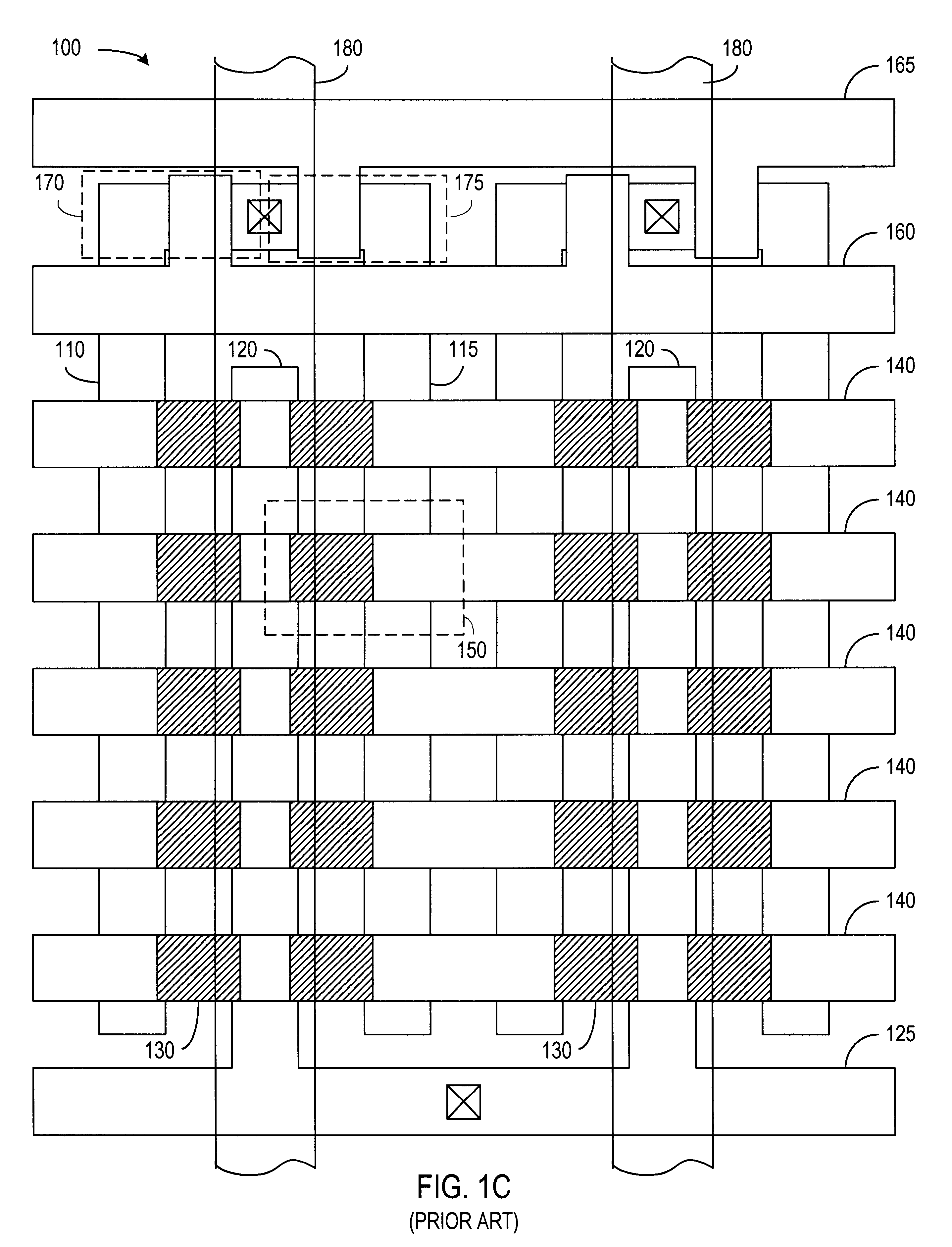 Patent drawing from US 6,480,422, Contactless flash memory with shared buried diffusion bit line architecture