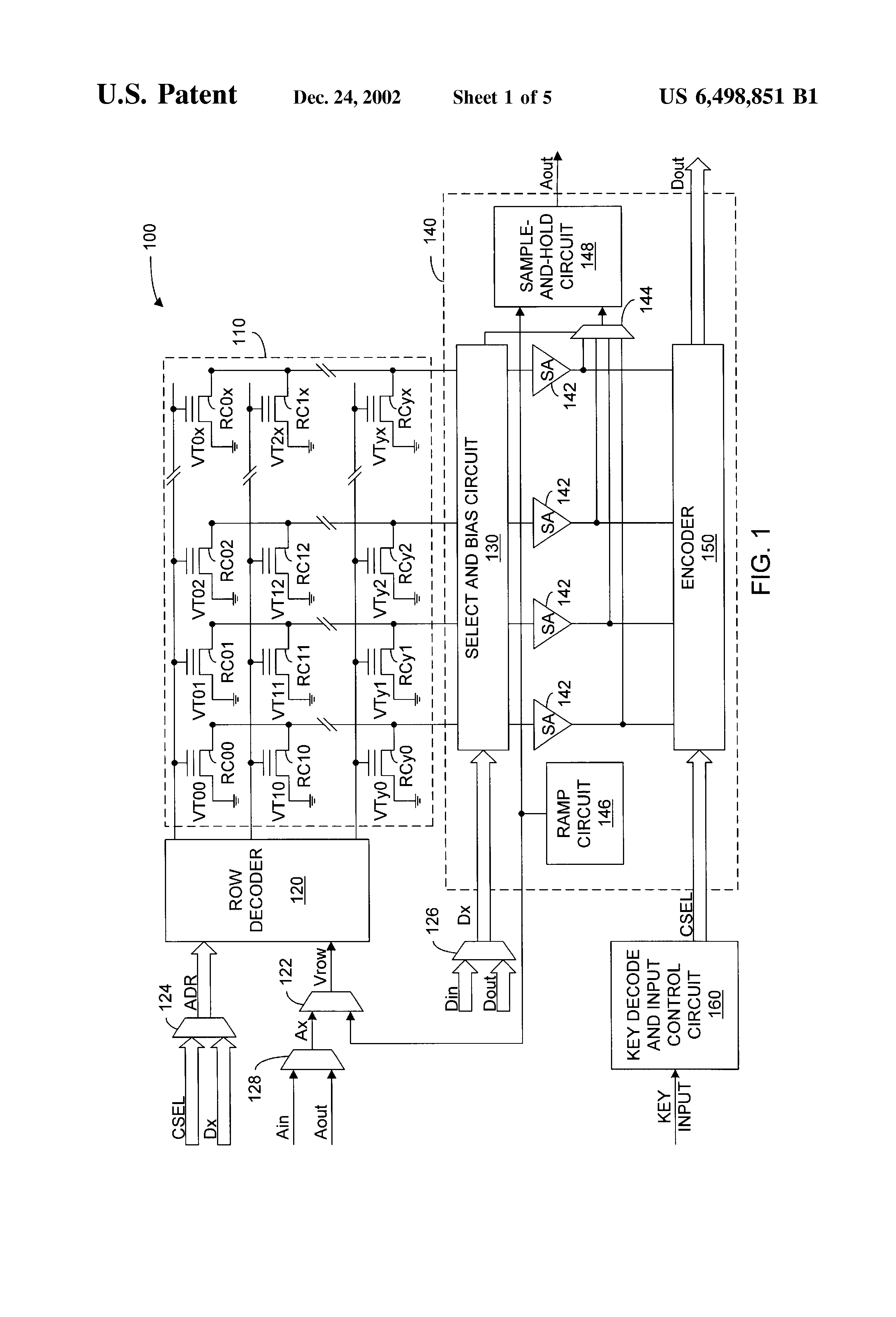 Patent drawing from US 6,498,851, Data encryption and signal scrambling using programmable data conversion arrays
