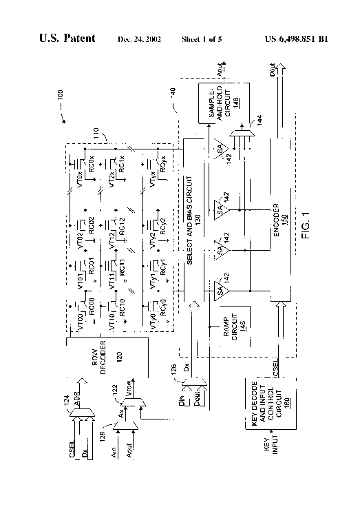 Patent drawing from US 6,498,851, Data encryption and signal scrambling using programmable data conversion arrays