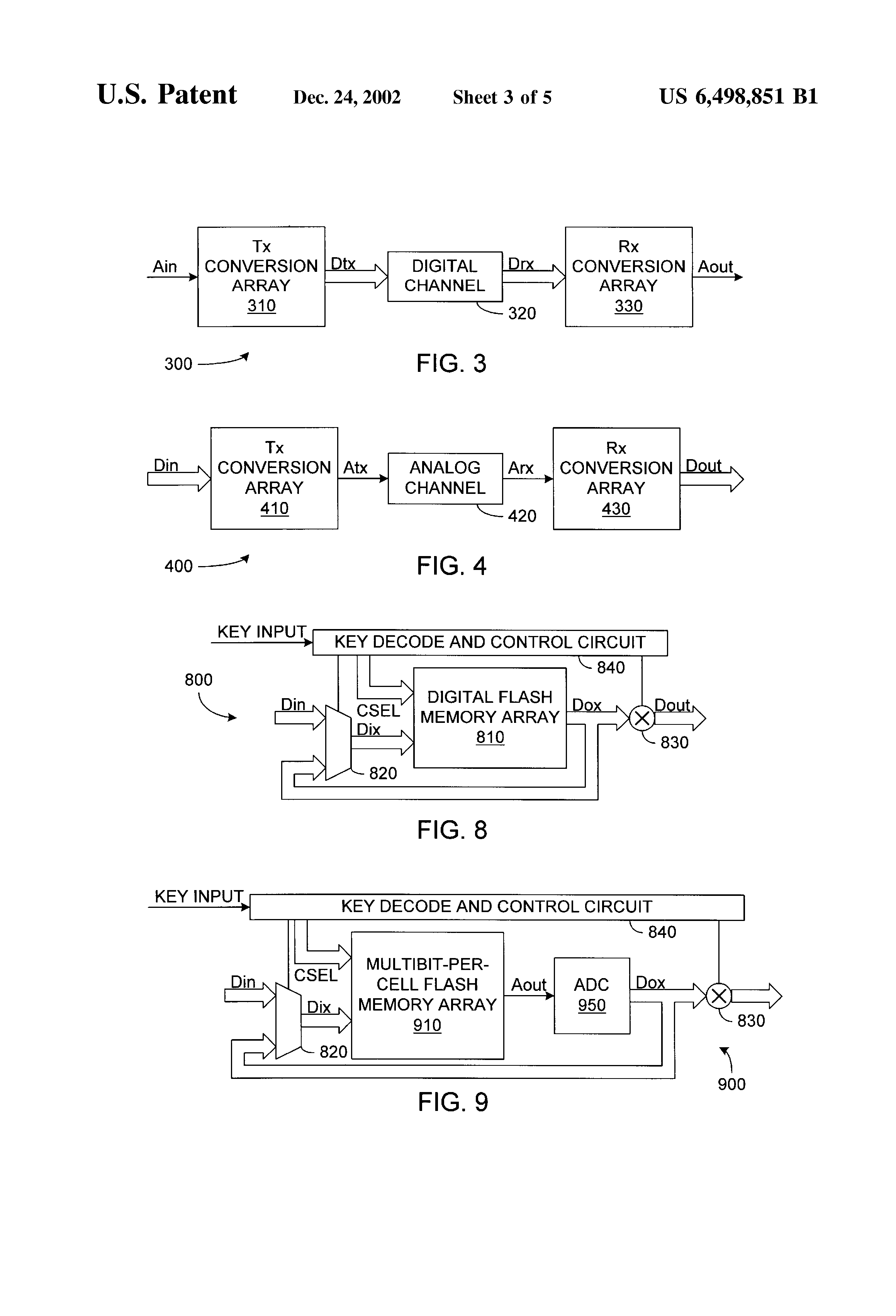 Patent drawing from US 6,498,851, Data encryption and signal scrambling using programmable data conversion arrays