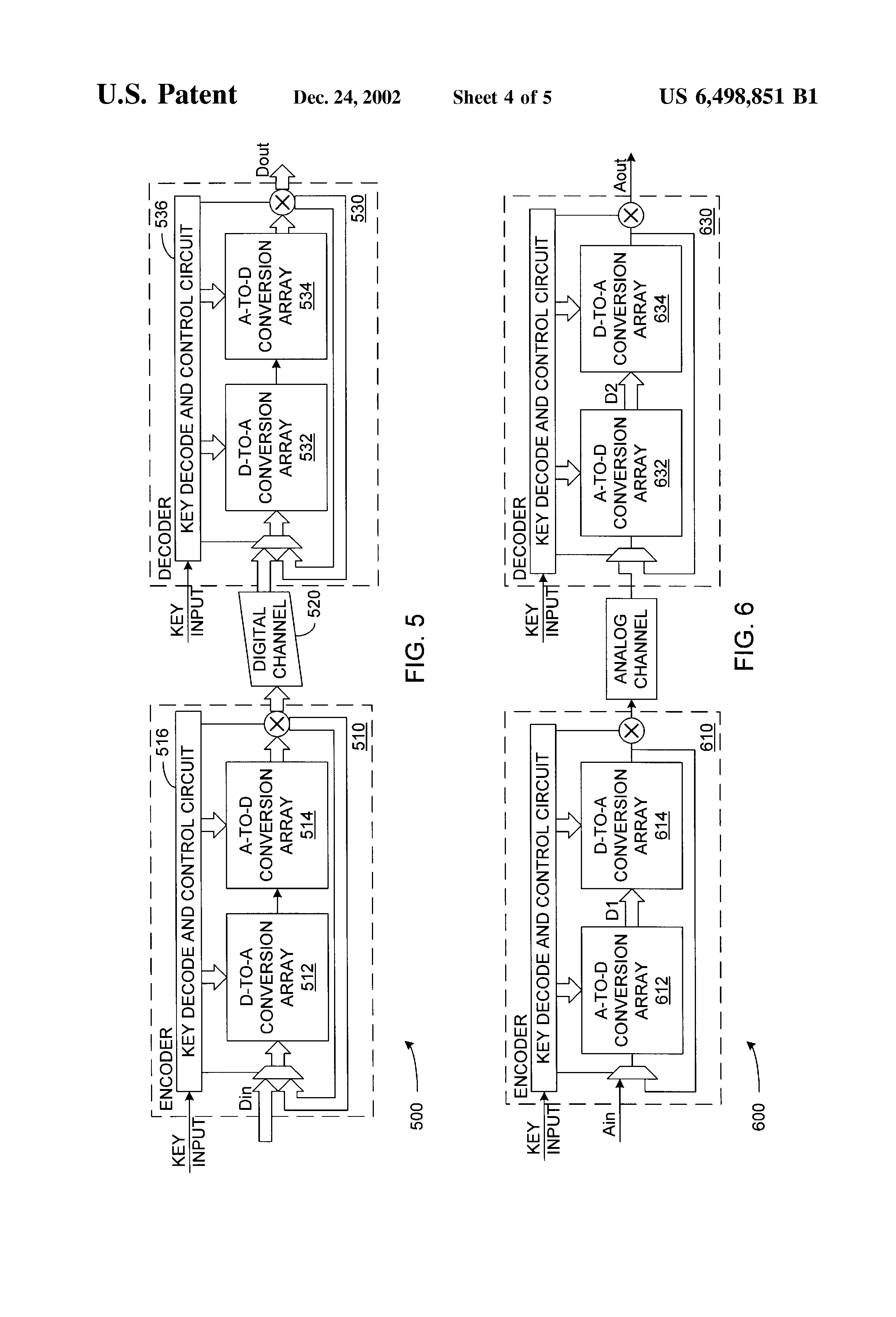 Patent drawing from US 6,498,851, Data encryption and signal scrambling using programmable data conversion arrays