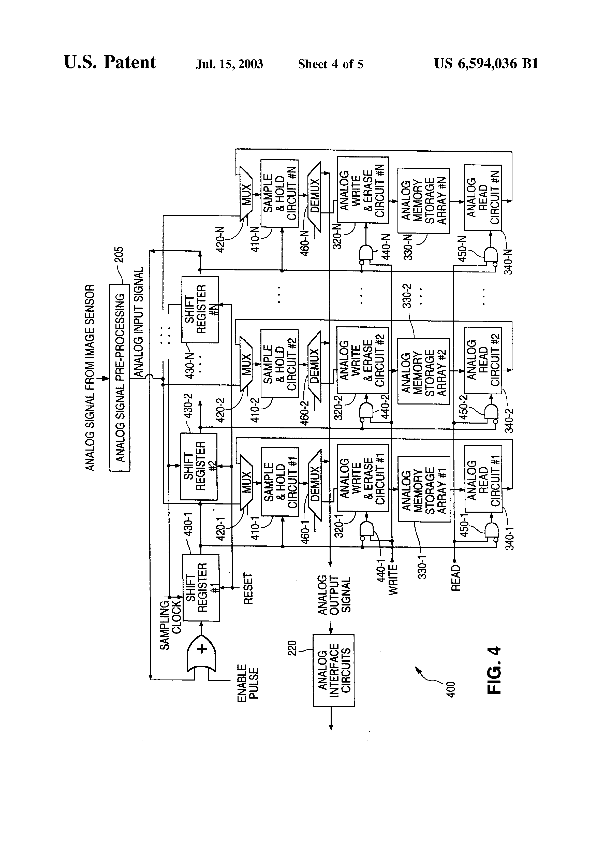 Patent drawing from US 6,594,036, Analog/multi-level memory for digital imaging