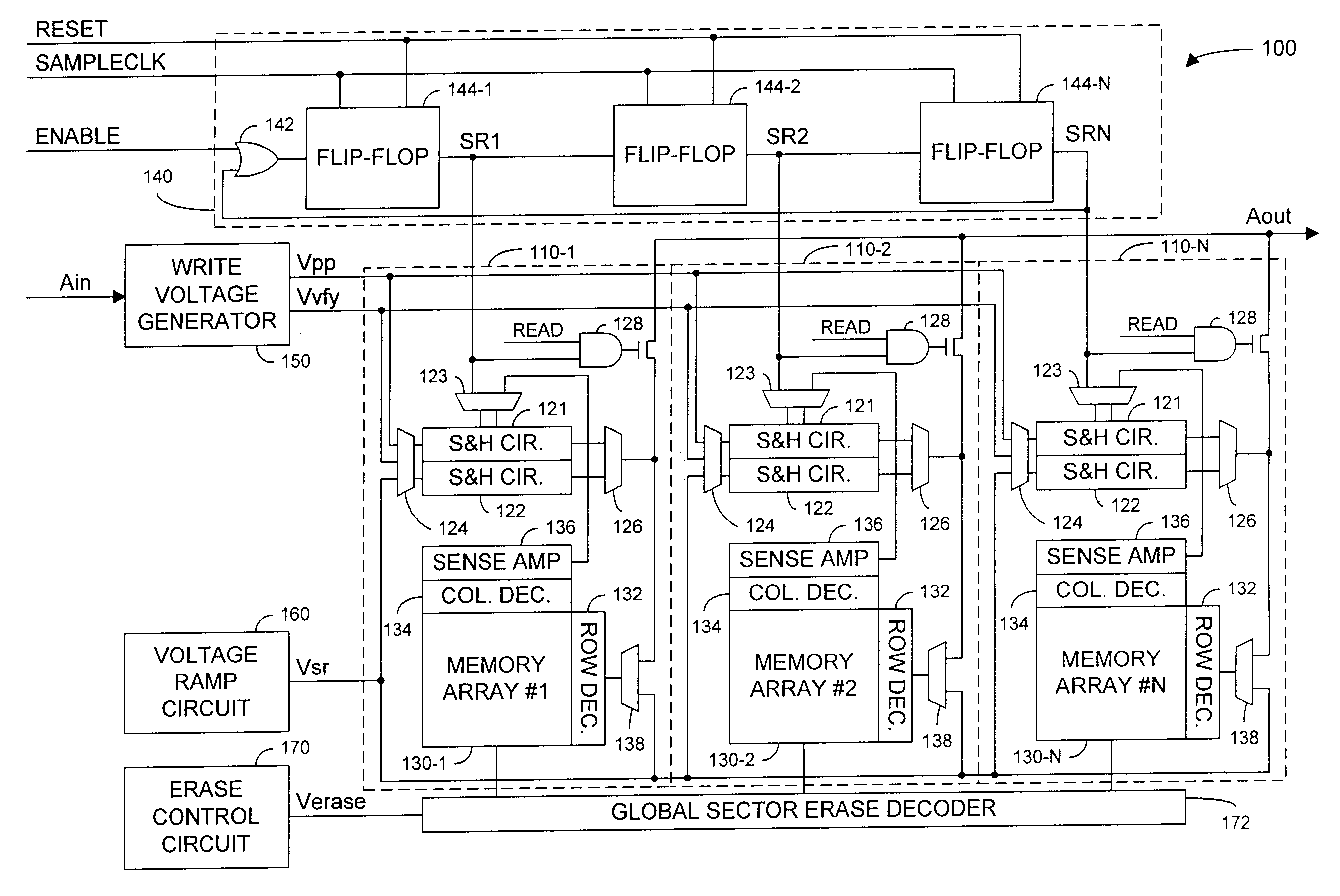 Patent drawing from US 6,606,267, High data rate write process for non-volatile flash memories