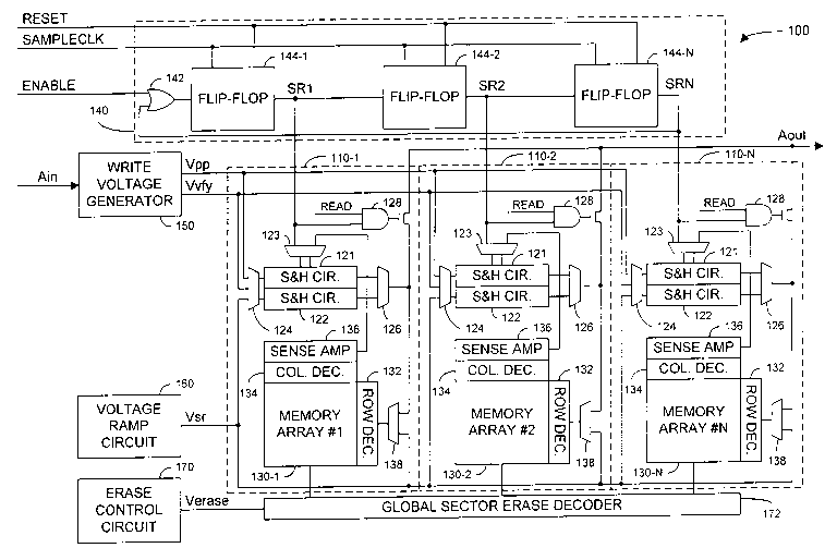 Patent drawing from US 6,606,267, High data rate write process for non-volatile flash memories