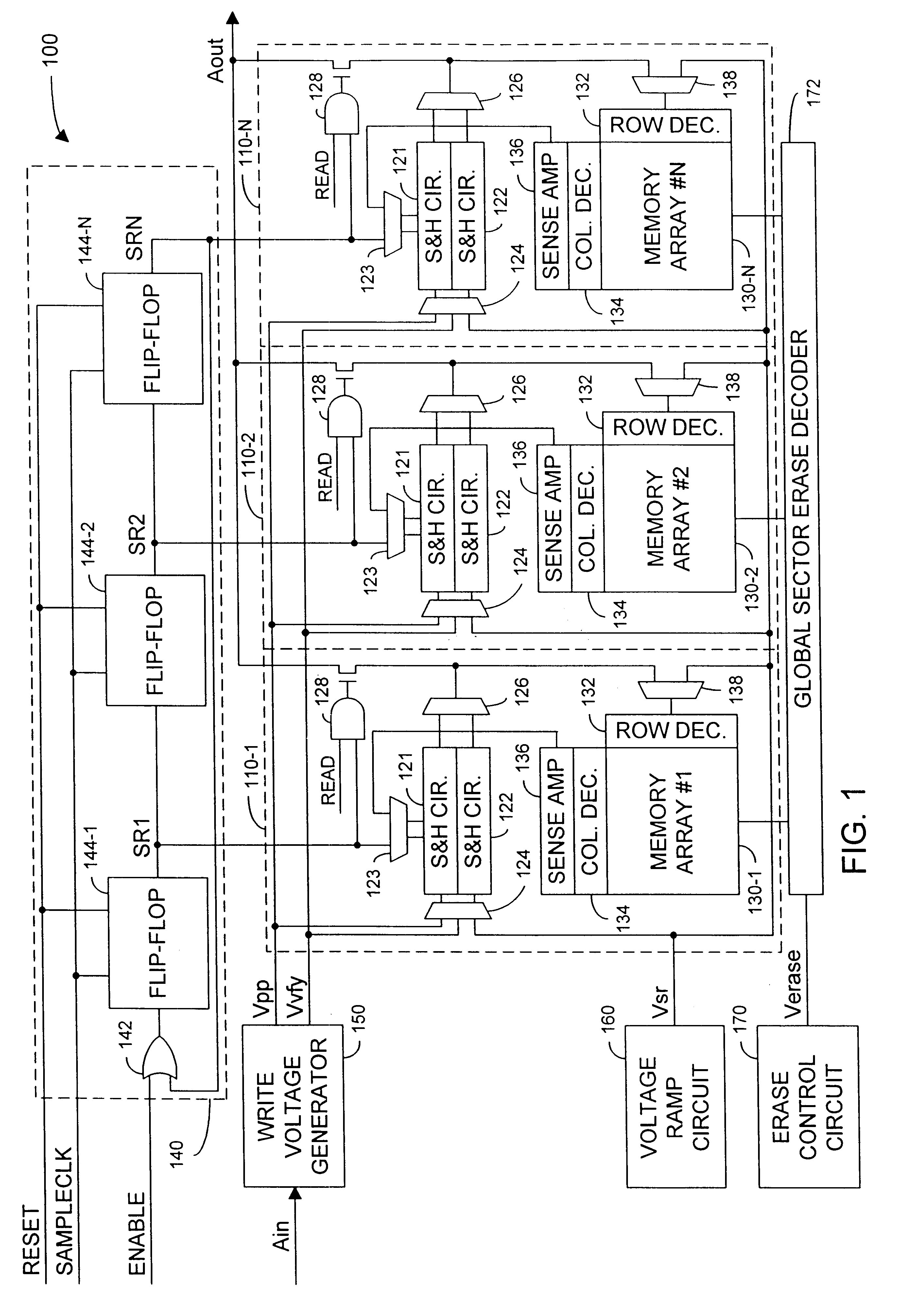 Patent drawing from US 6,606,267, High data rate write process for non-volatile flash memories