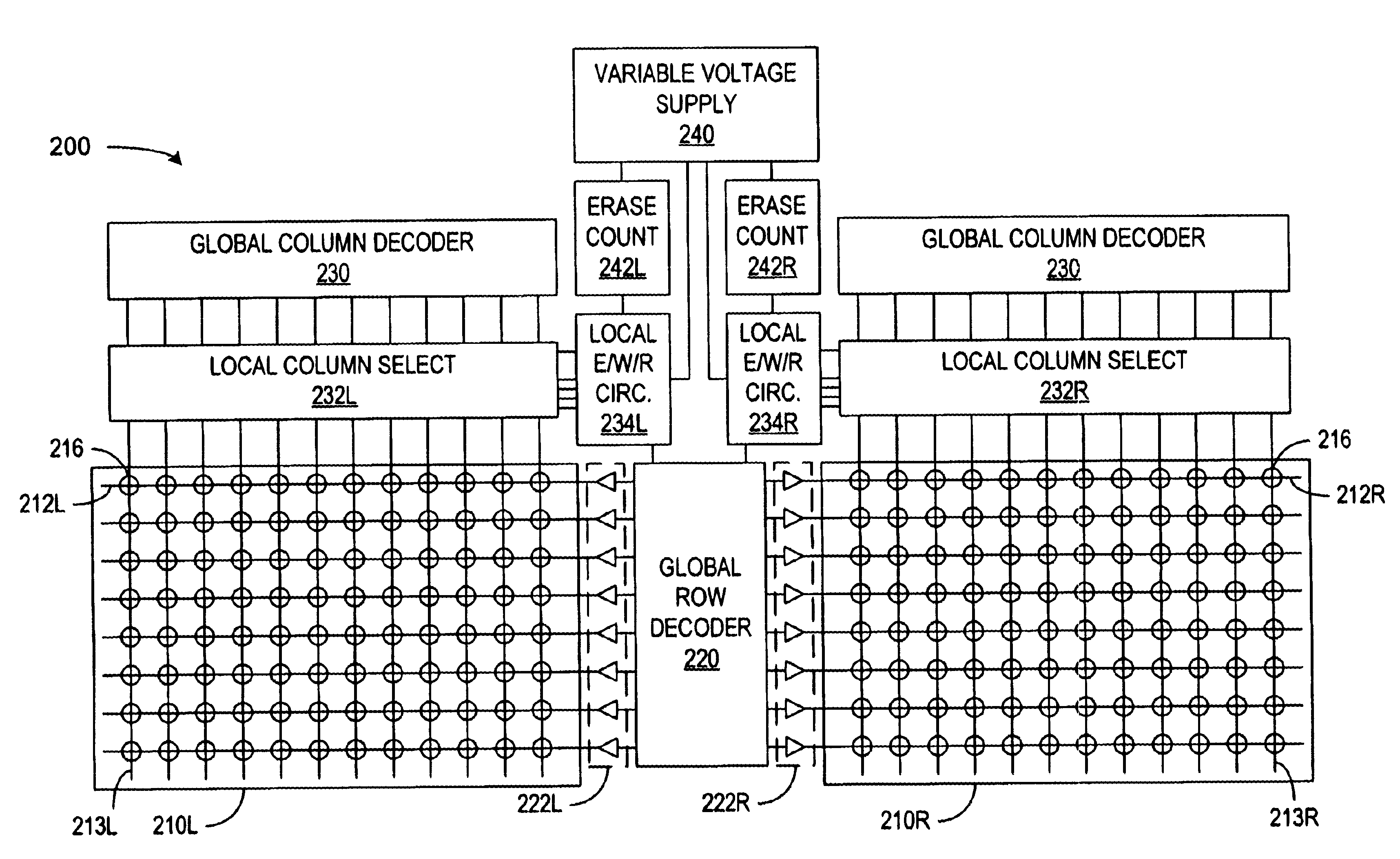 Patent drawing from US 6,662,263, Sectorless flash memory architecture