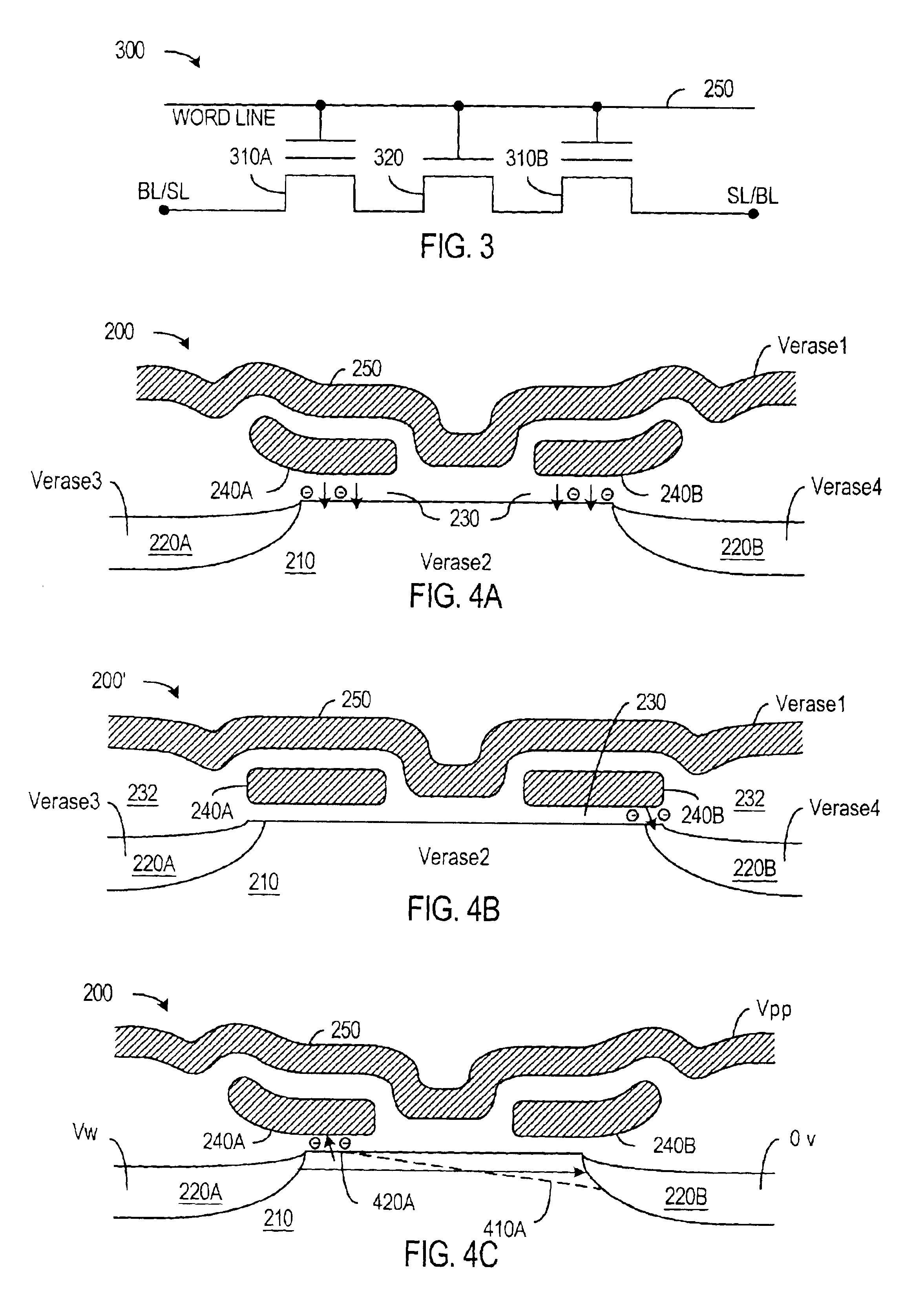 Patent drawing from US 6,747,896, Bi-directional floating gate nonvolatile memory