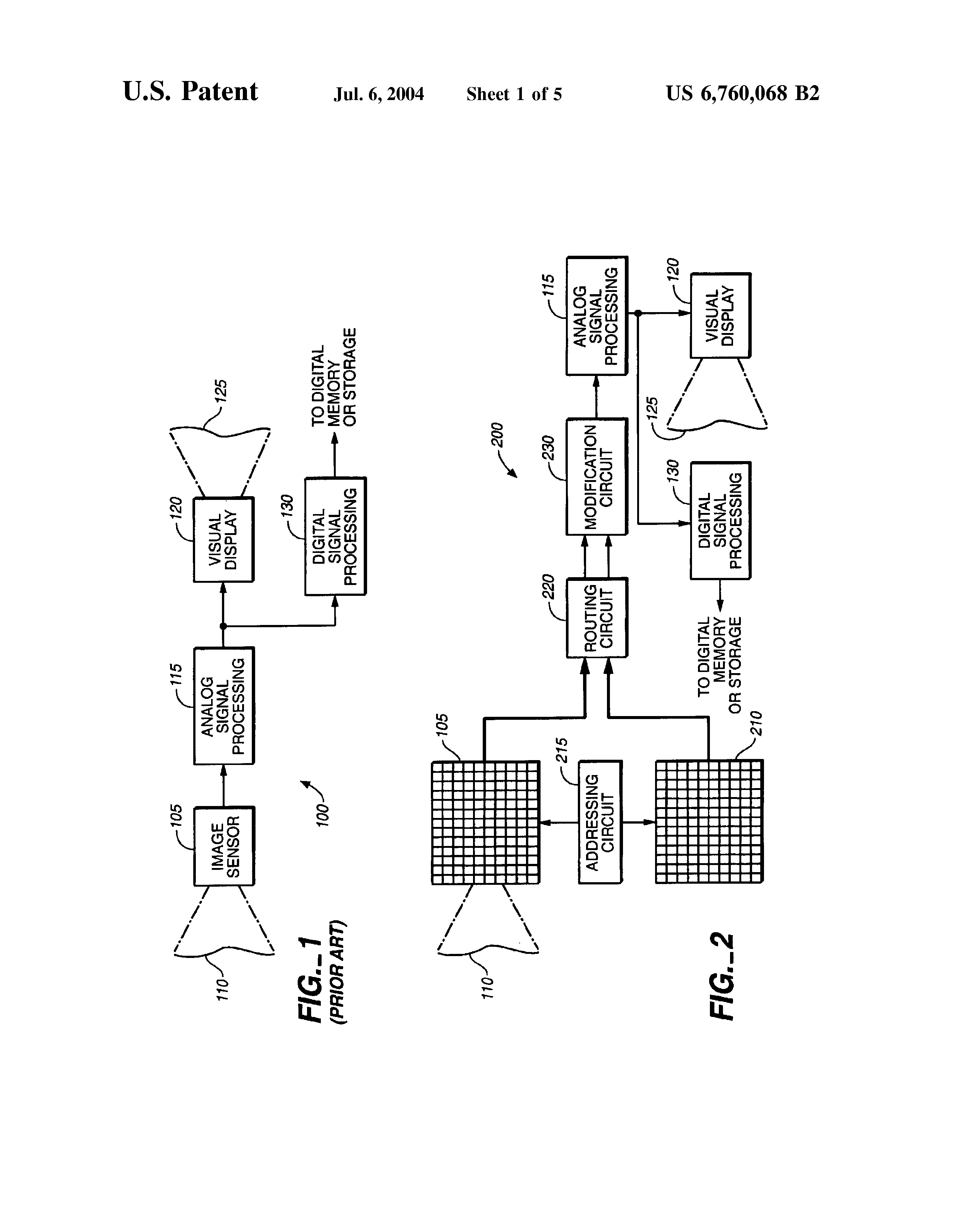 Patent drawing from US 6,760,068, Correction of corrupted elements in sensors using analog/multi-level non-volatile memory