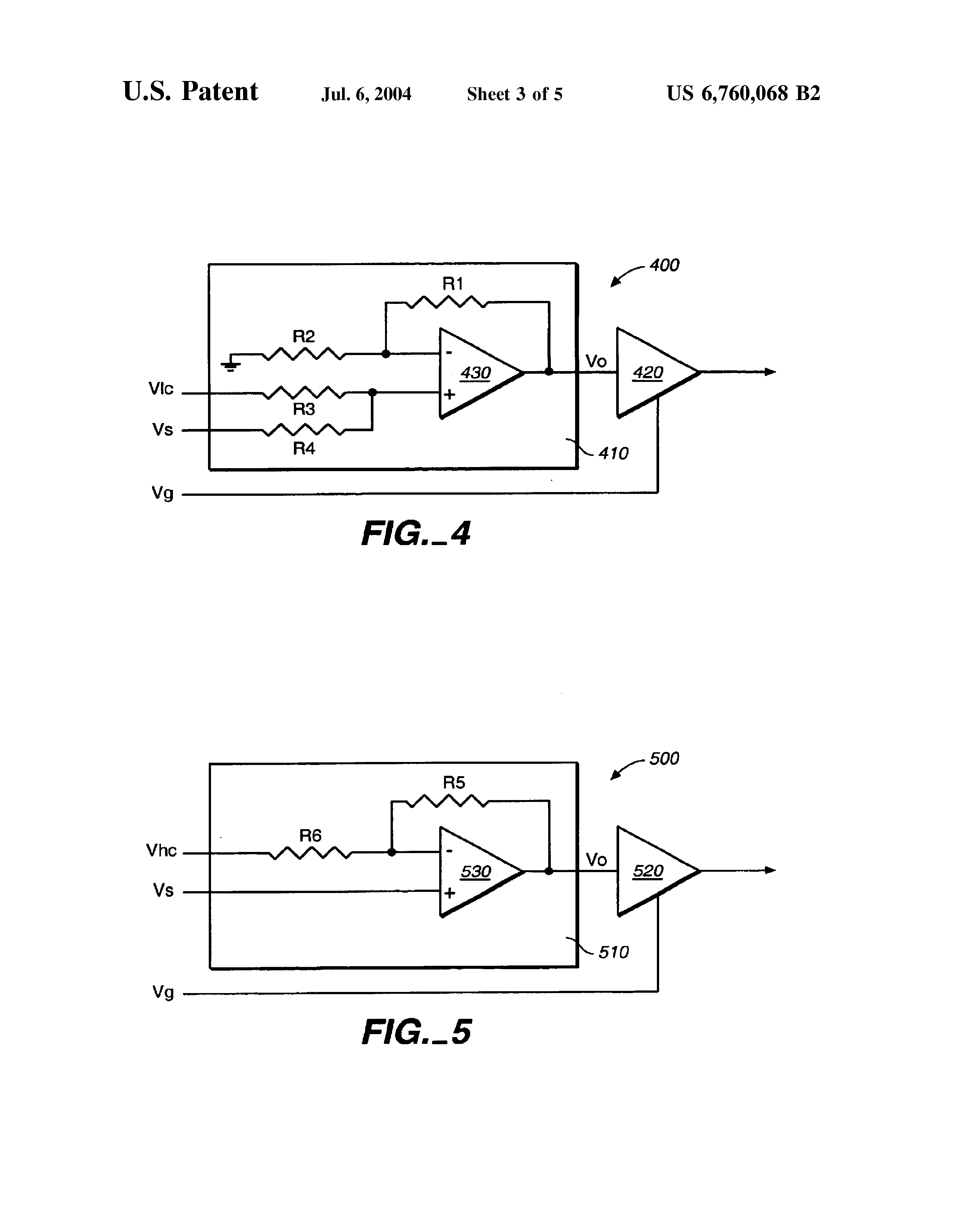 Patent drawing from US 6,760,068, Correction of corrupted elements in sensors using analog/multi-level non-volatile memory