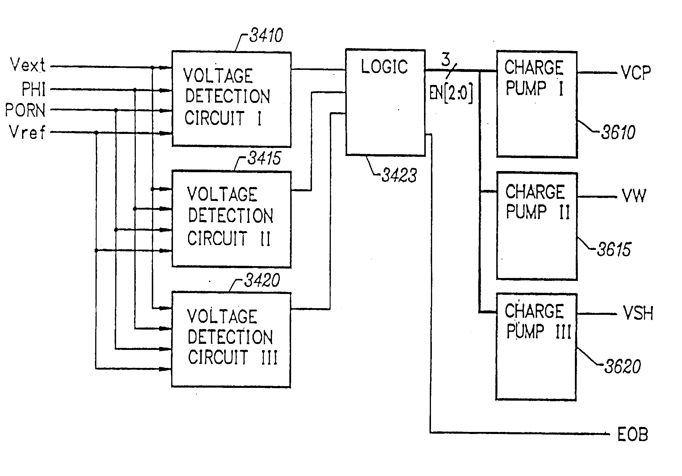 Patent drawing from US 6,760,262, Charge pump circuit adjustable in response to an external voltage source