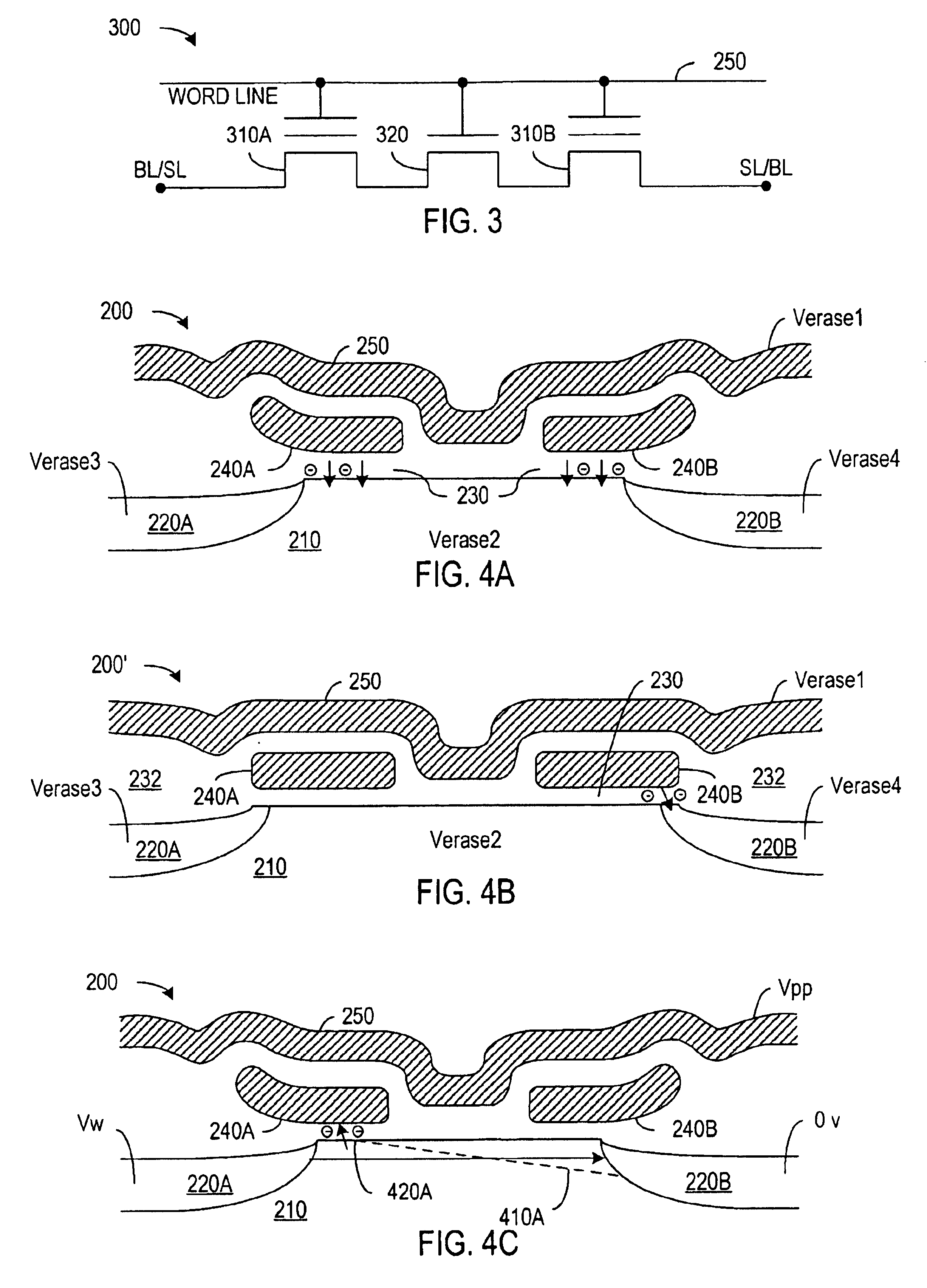 Patent drawing from US 6,826,084, Accessing individual storage nodes in a bi-directional nonvolatile memory cell