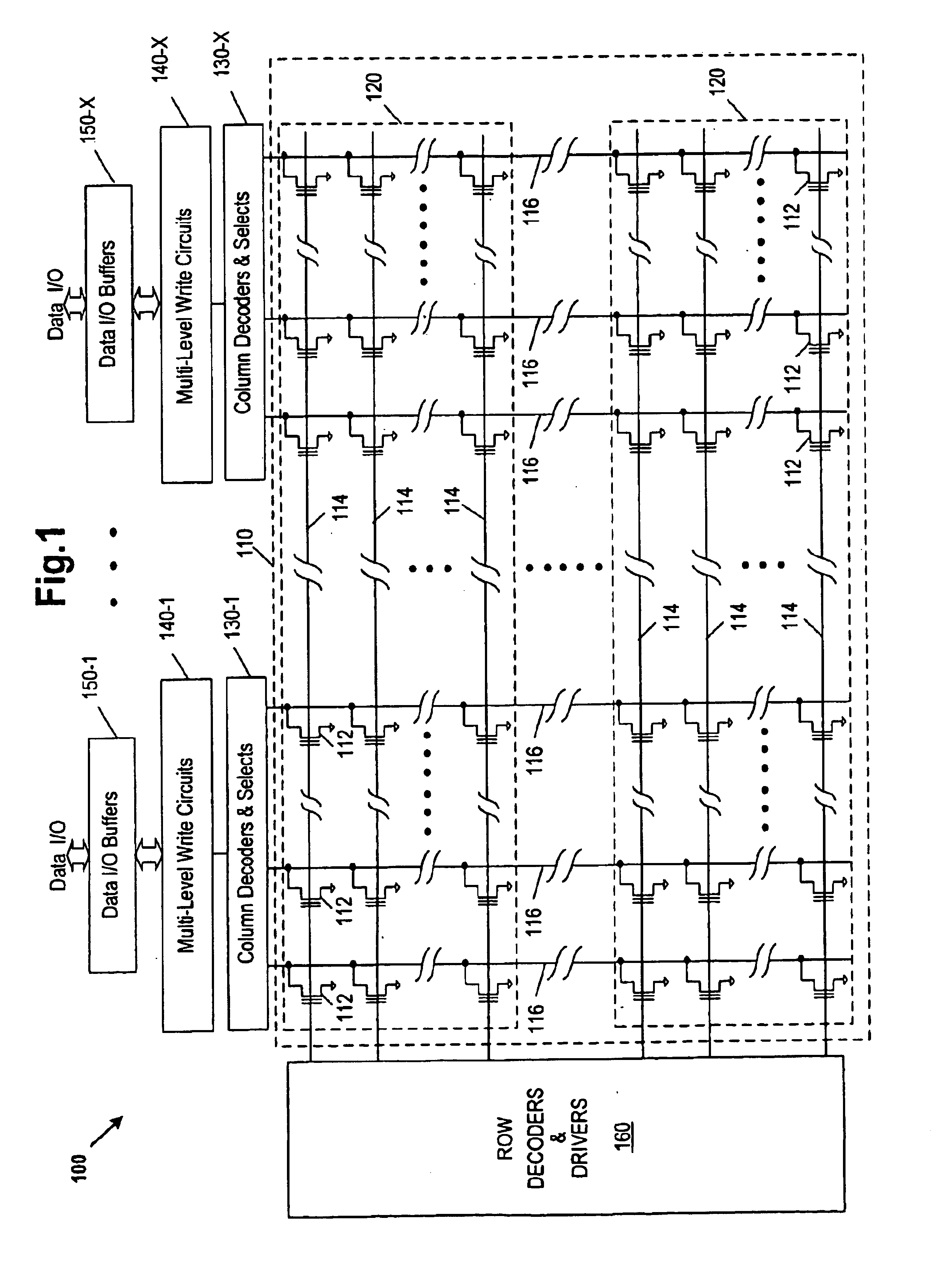 Patent drawing from US 6,882,567, Parallel programming of multiple-bit-per-cell memory cells on a continuous word line