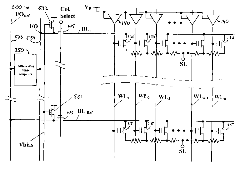 Patent drawing from US 6,906,951, Bit line reference circuits for binary and multiple-bit-per-cell memories