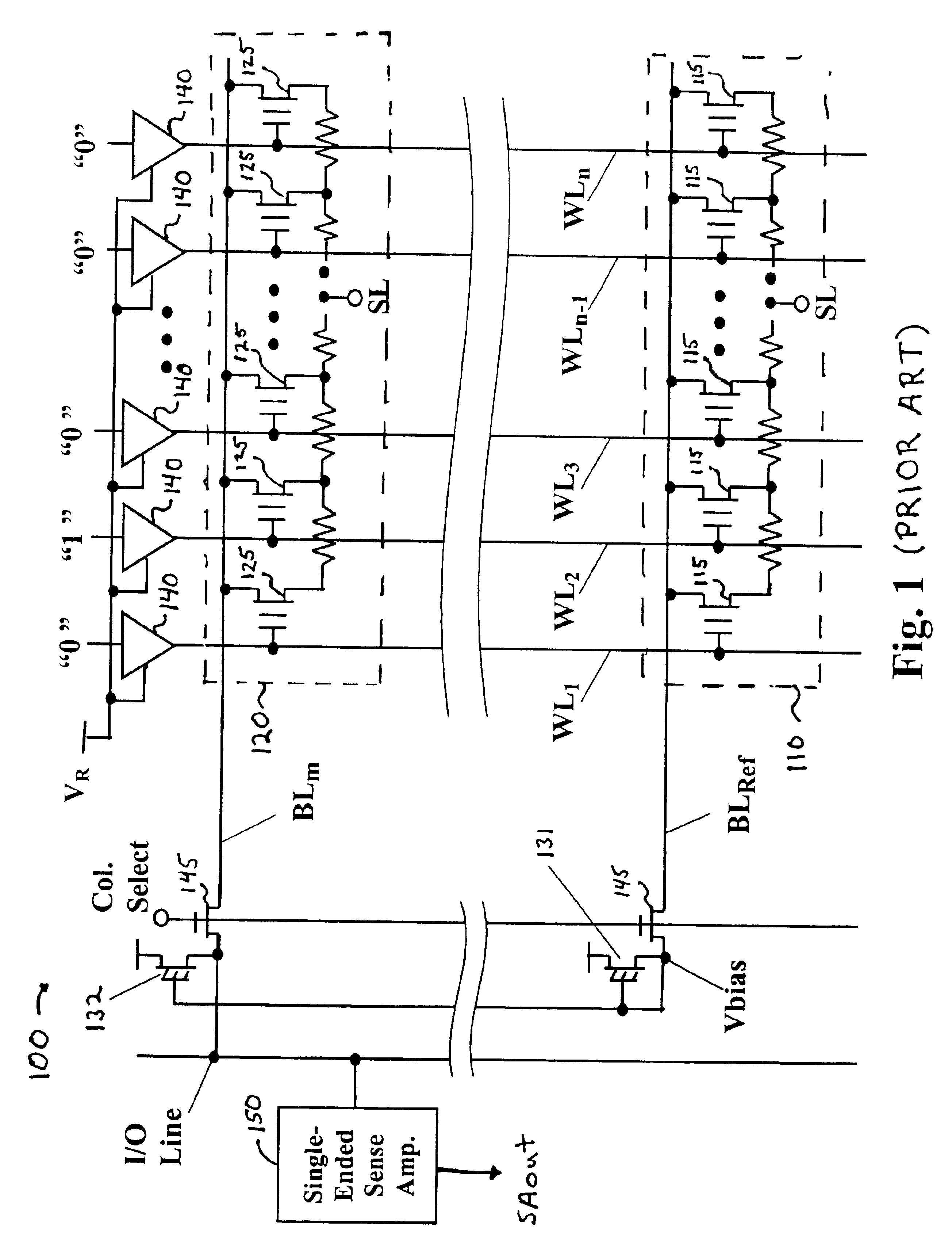 Patent drawing from US 6,906,951, Bit line reference circuits for binary and multiple-bit-per-cell memories