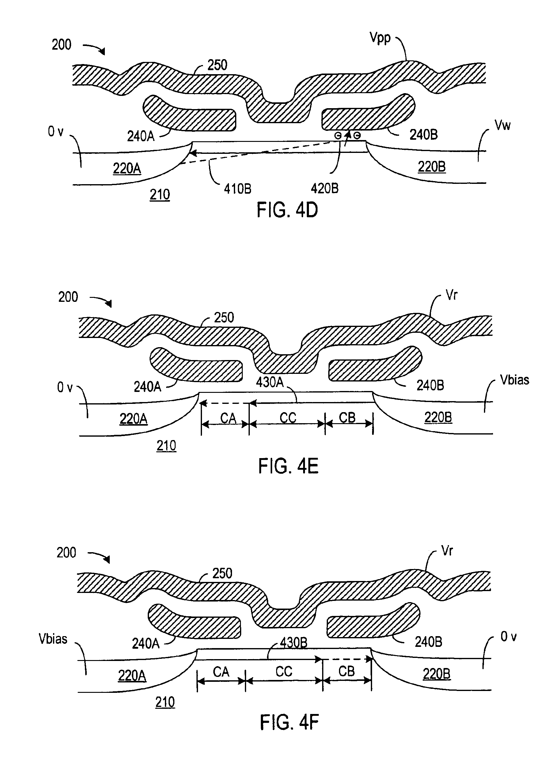 Patent drawing from US 6,914,820, Erasing storage nodes in a bi-directional nonvolatile memory cell
