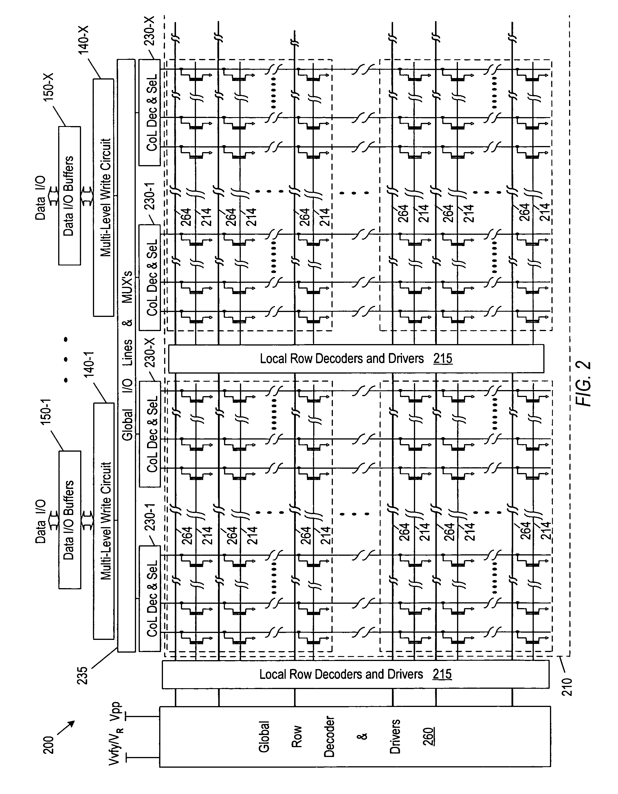 Patent drawing from US 7,139,192, Programming of multi-level memory cells on a continuous word line