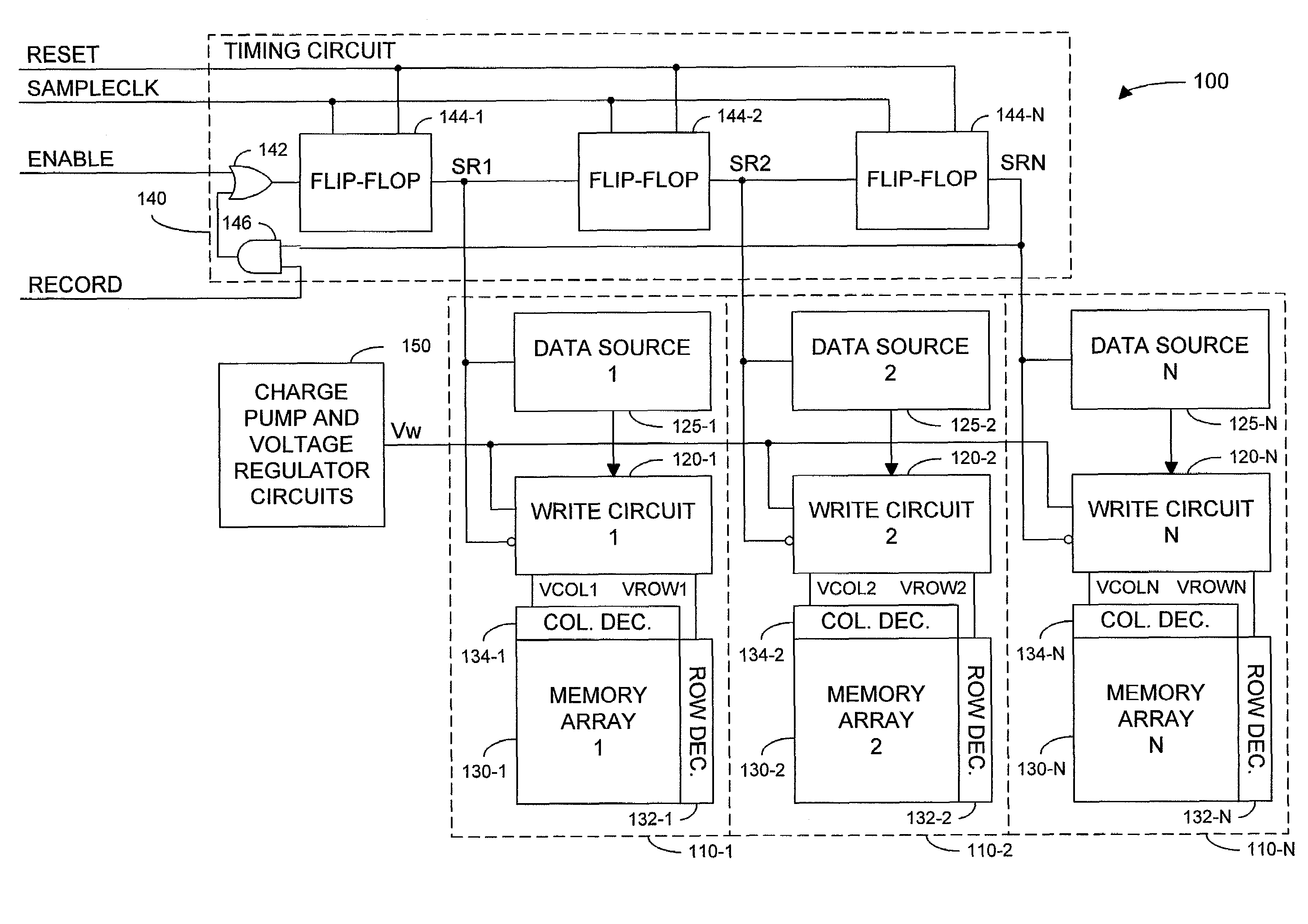 Patent drawing from US 7,349,255, High data rate write process for non-volatile flash memories