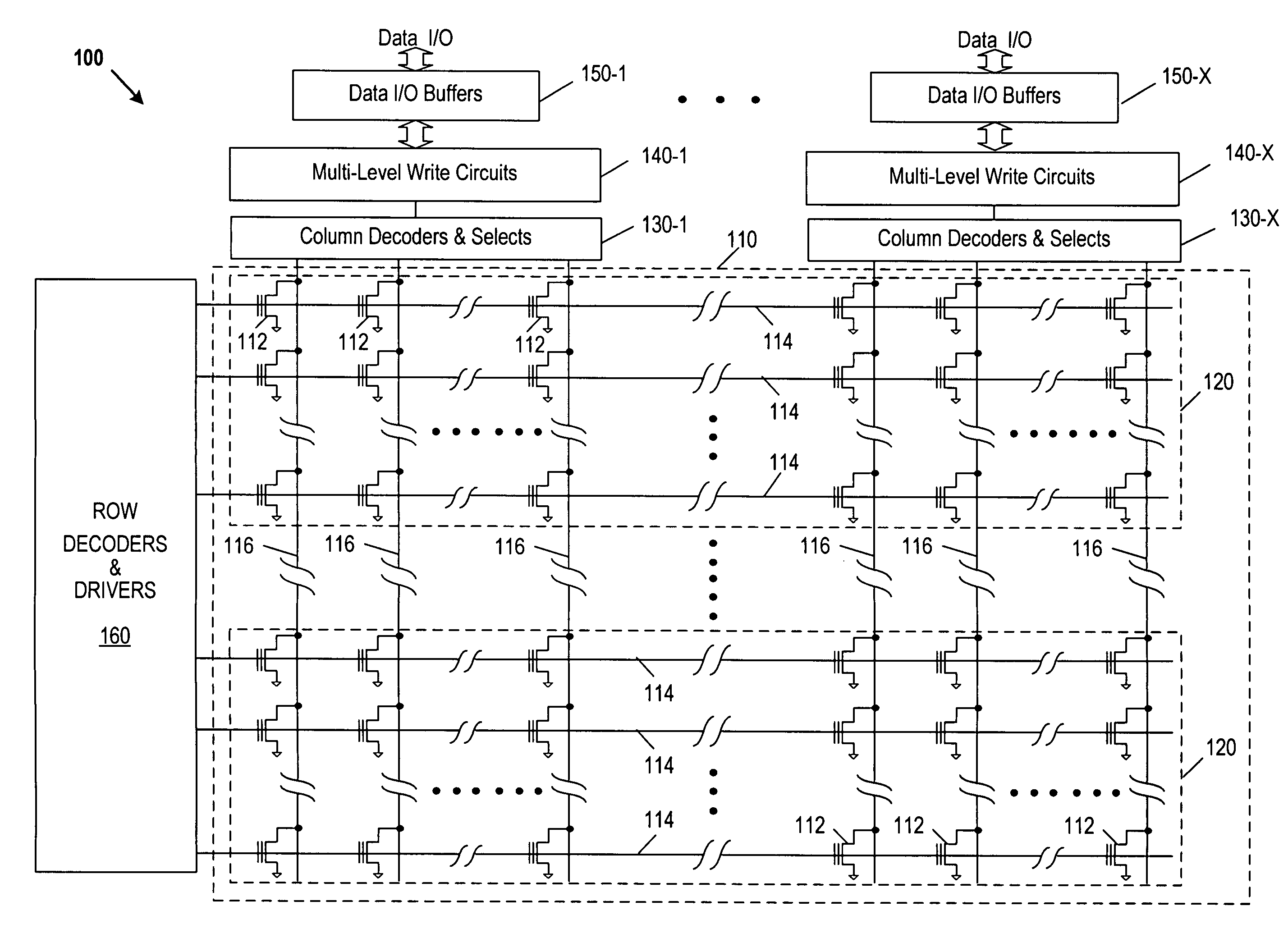 Patent drawing from US 7,426,138, Parallel programming of multiple-bit-per-cell memory cells by controlling program pulsewidth and programming voltage