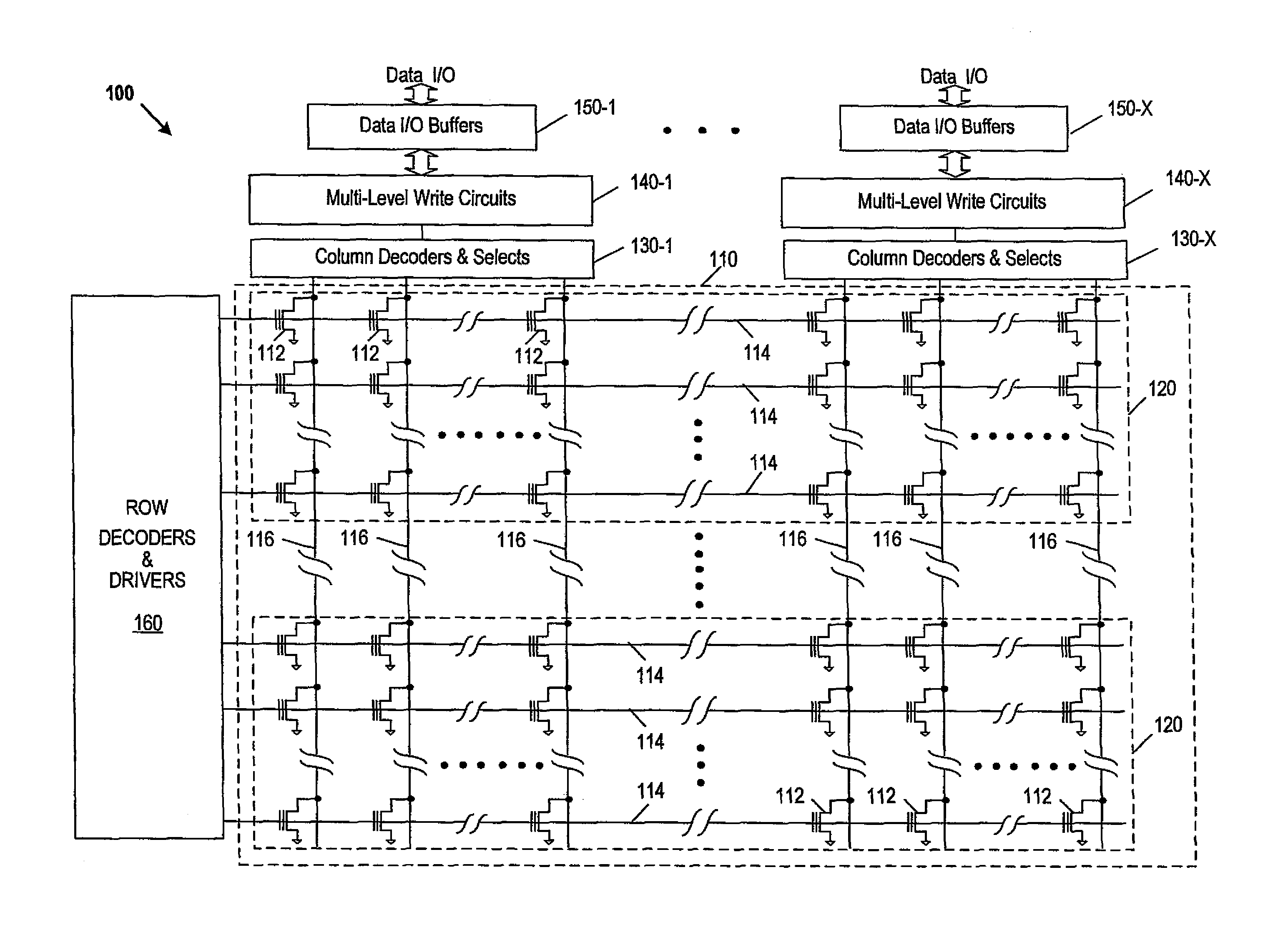 Patent drawing from US 8,027,196, Parallel programming of multiple-bit-per-cell memory cells by controlling program pulsewidth and programming voltage